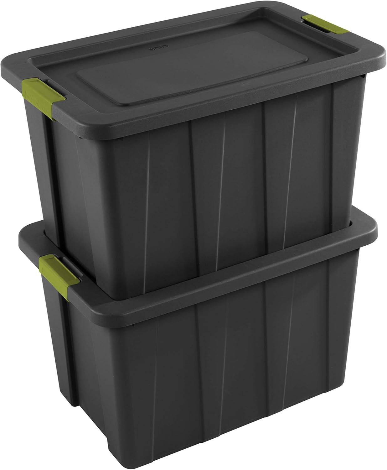 imageSterilite 6Pack Multipurpose Storage Bins with Latching Lids Heavy Duty Tote Bins 18 Gallon Flat Gray Stackable Plastic Storage Container TubsFlat Grey