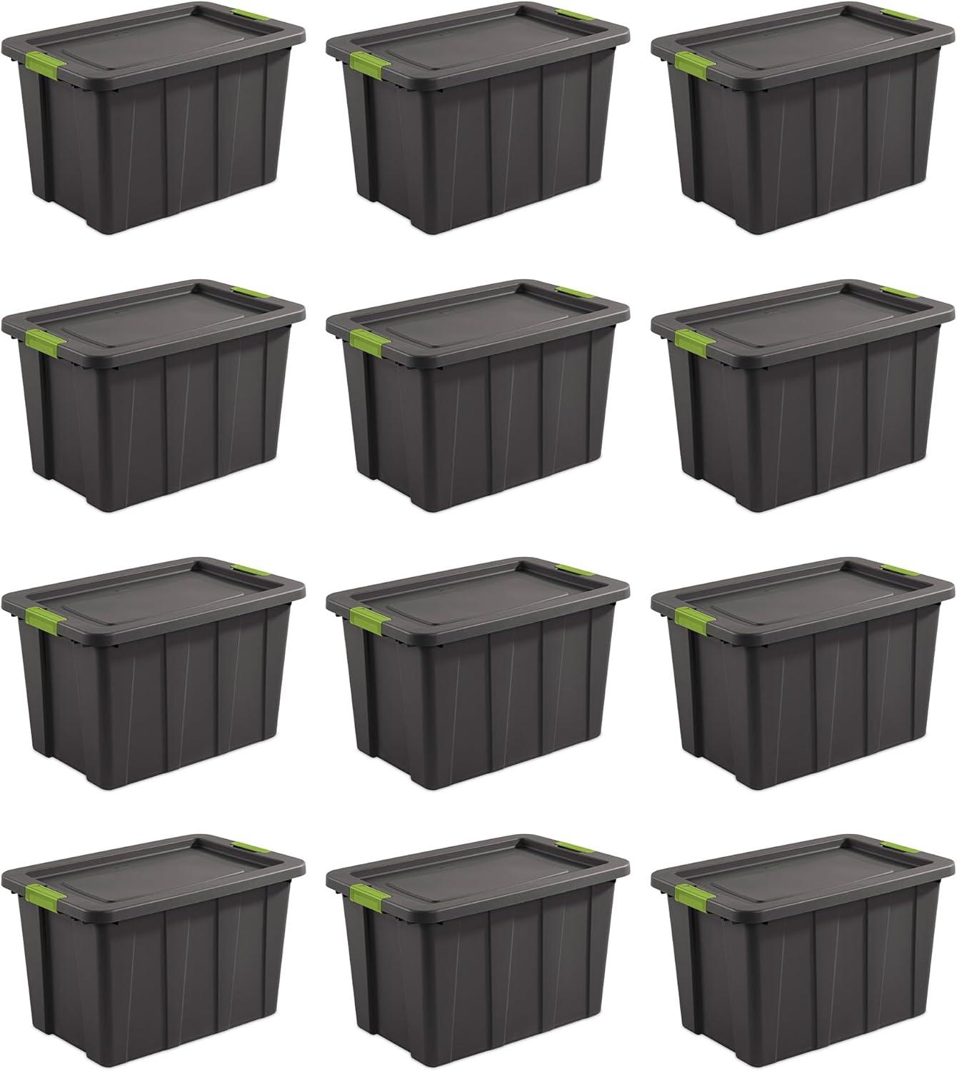 imageSterilite 6Pack Multipurpose Storage Bins with Latching Lids Heavy Duty Tote Bins 18 Gallon Flat Gray Stackable Plastic Storage Container TubsFlat Gray