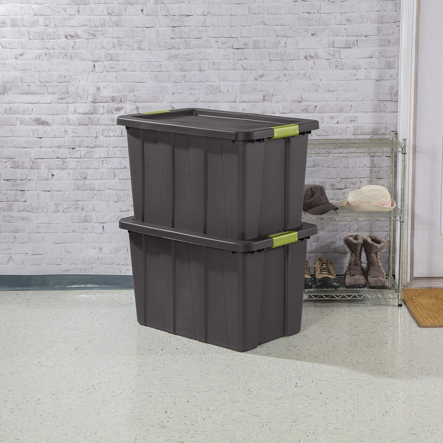 imageSterilite 6Pack Multipurpose Storage Bins with Latching Lids Heavy Duty Tote Bins 18 Gallon Flat Gray Stackable Plastic Storage Container TubsFlat Grey