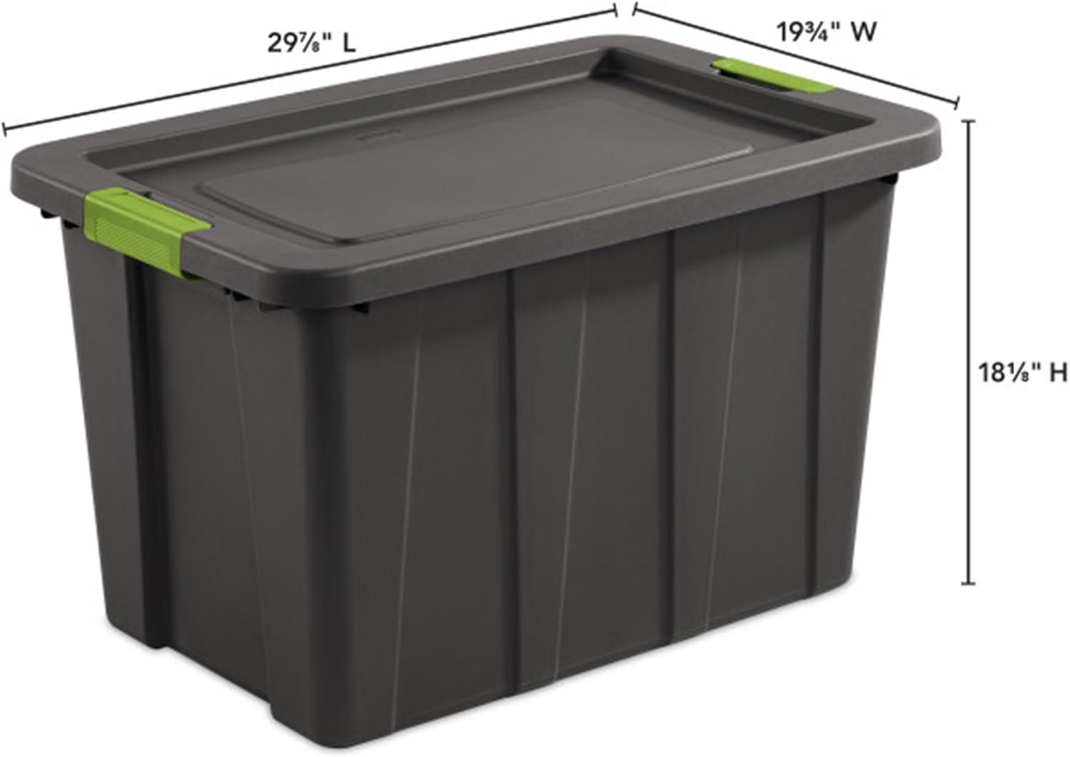 imageSterilite 6Pack Multipurpose Storage Bins with Latching Lids Heavy Duty Tote Bins 18 Gallon Flat Gray Stackable Plastic Storage Container TubsFlat Gray