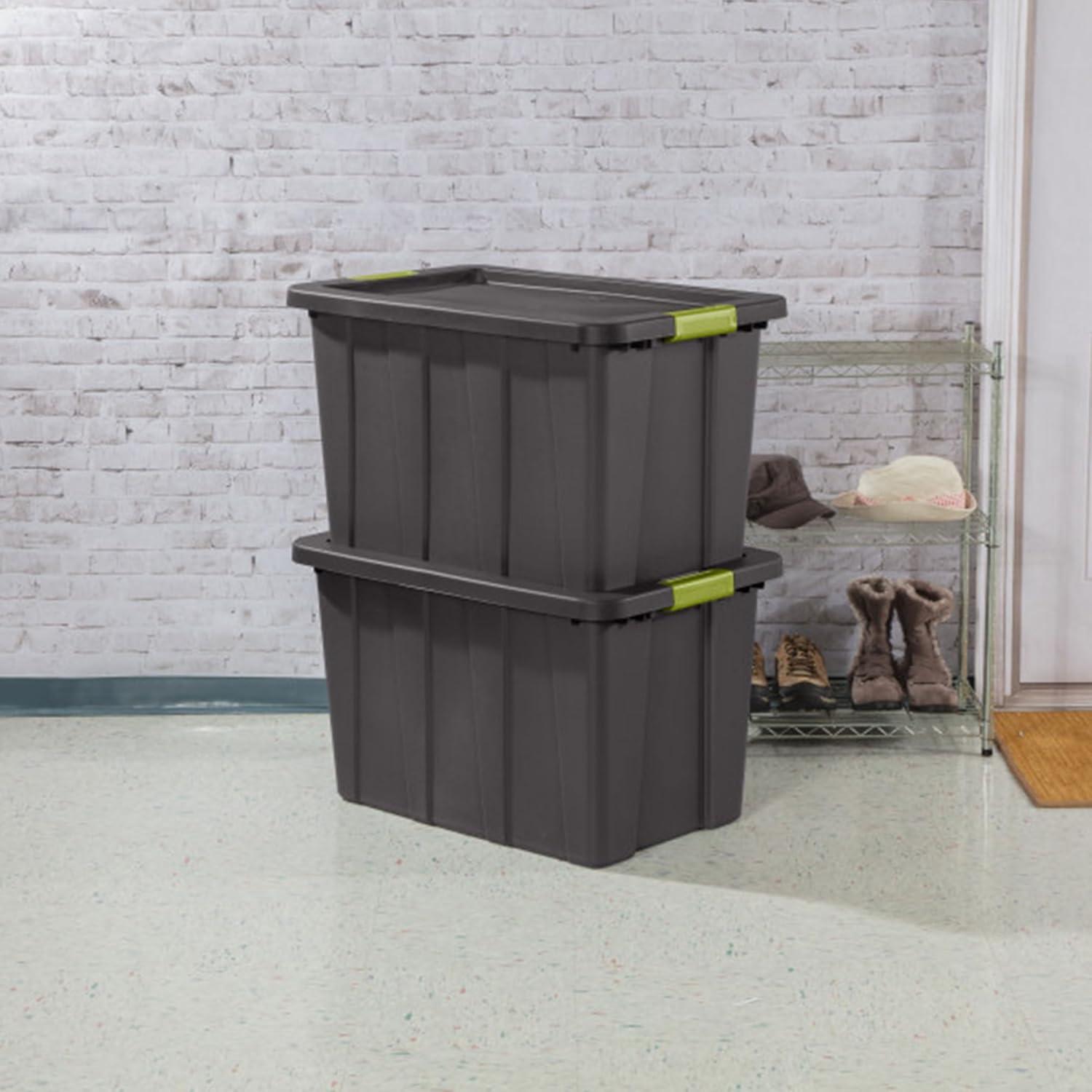 imageSterilite 6Pack Multipurpose Storage Bins with Latching Lids Heavy Duty Tote Bins 18 Gallon Flat Gray Stackable Plastic Storage Container TubsFlat Gray
