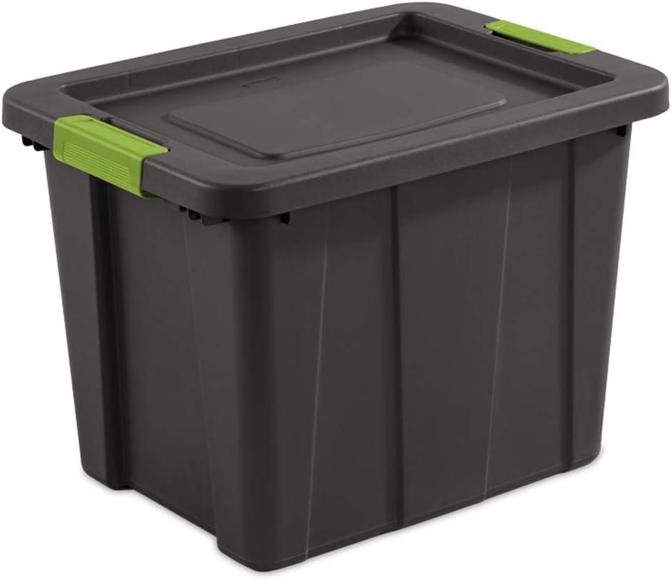 imageSterilite 6Pack Multipurpose Storage Bins with Latching Lids Heavy Duty Tote Bins 18 Gallon Flat Gray Stackable Plastic Storage Container TubsFlat Gray