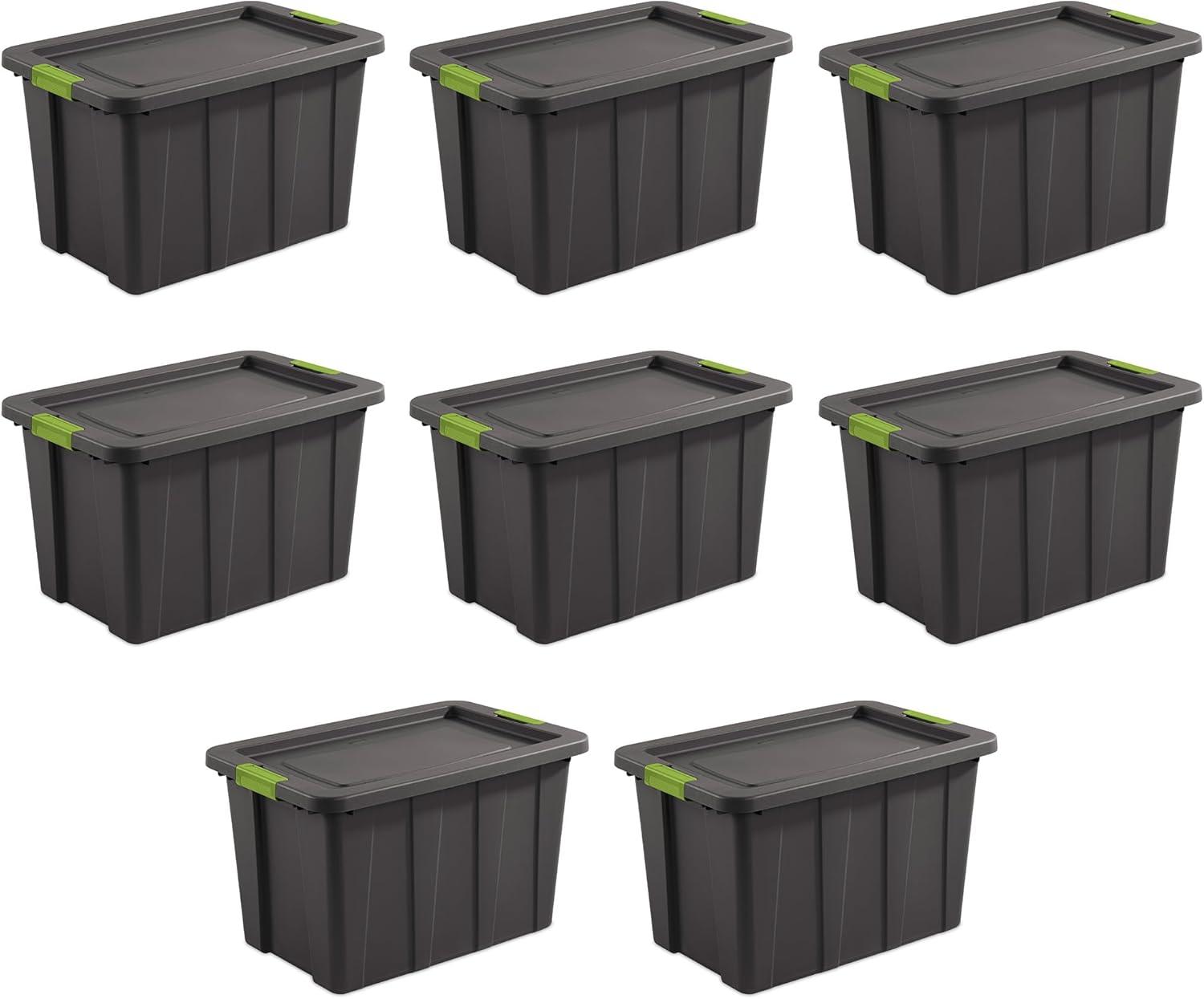 imageSterilite 6Pack Multipurpose Storage Bins with Latching Lids Heavy Duty Tote Bins 18 Gallon Flat Gray Stackable Plastic Storage Container TubsFlat Gray