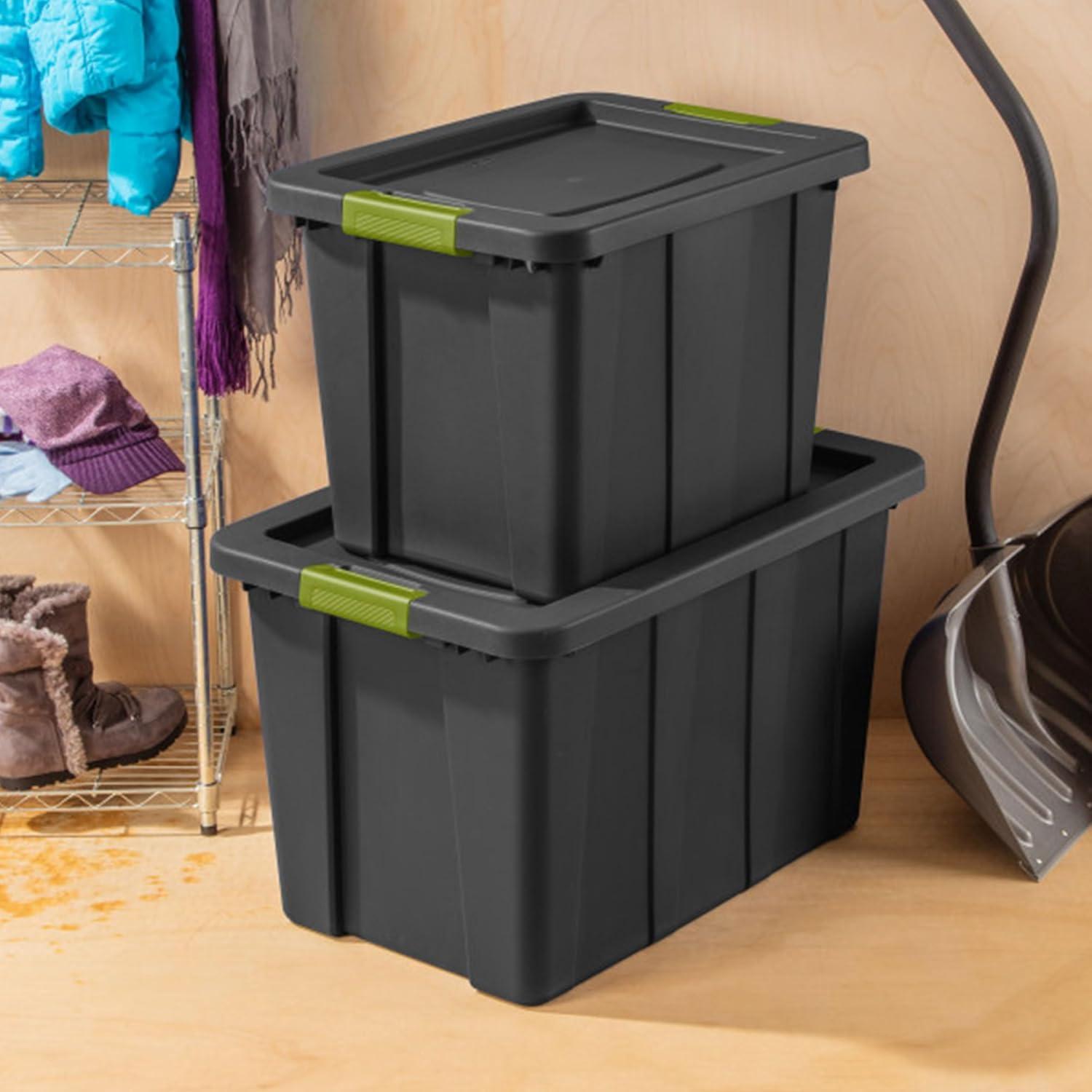 imageSterilite 6Pack Multipurpose Storage Bins with Latching Lids Heavy Duty Tote Bins 18 Gallon Flat Gray Stackable Plastic Storage Container TubsFlat Gray