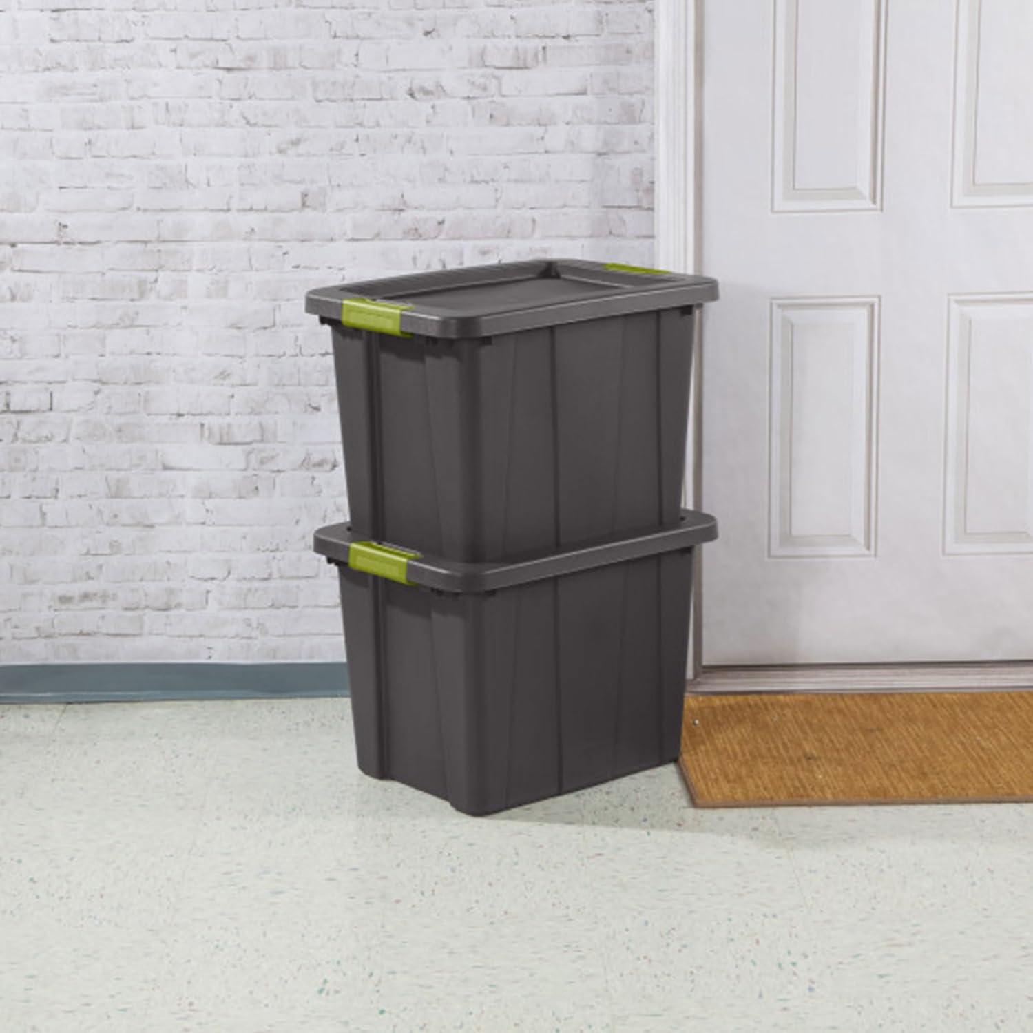 imageSterilite 6Pack Multipurpose Storage Bins with Latching Lids Heavy Duty Tote Bins 18 Gallon Flat Gray Stackable Plastic Storage Container TubsFlat Gray