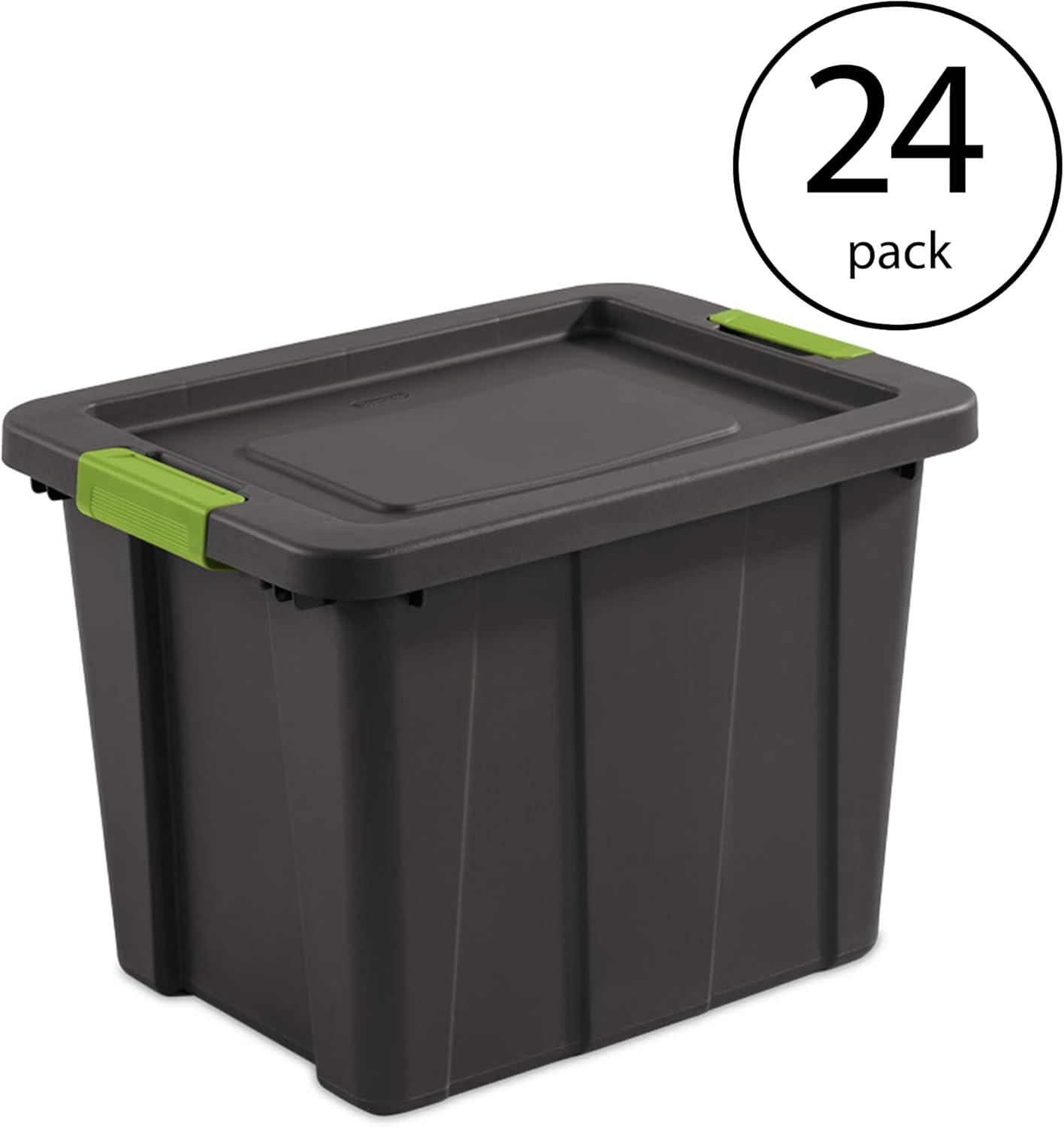 imageSterilite 6Pack Multipurpose Storage Bins with Latching Lids Heavy Duty Tote Bins 18 Gallon Flat Gray Stackable Plastic Storage Container TubsFlat Gray