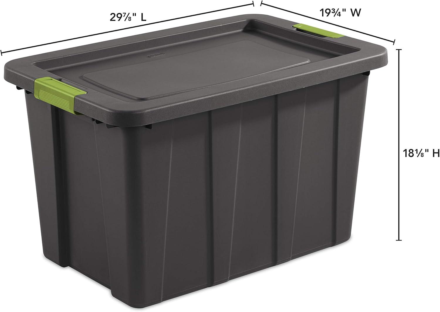 imageSterilite 6Pack Multipurpose Storage Bins with Latching Lids Heavy Duty Tote Bins 18 Gallon Flat Gray Stackable Plastic Storage Container TubsFlat Grey