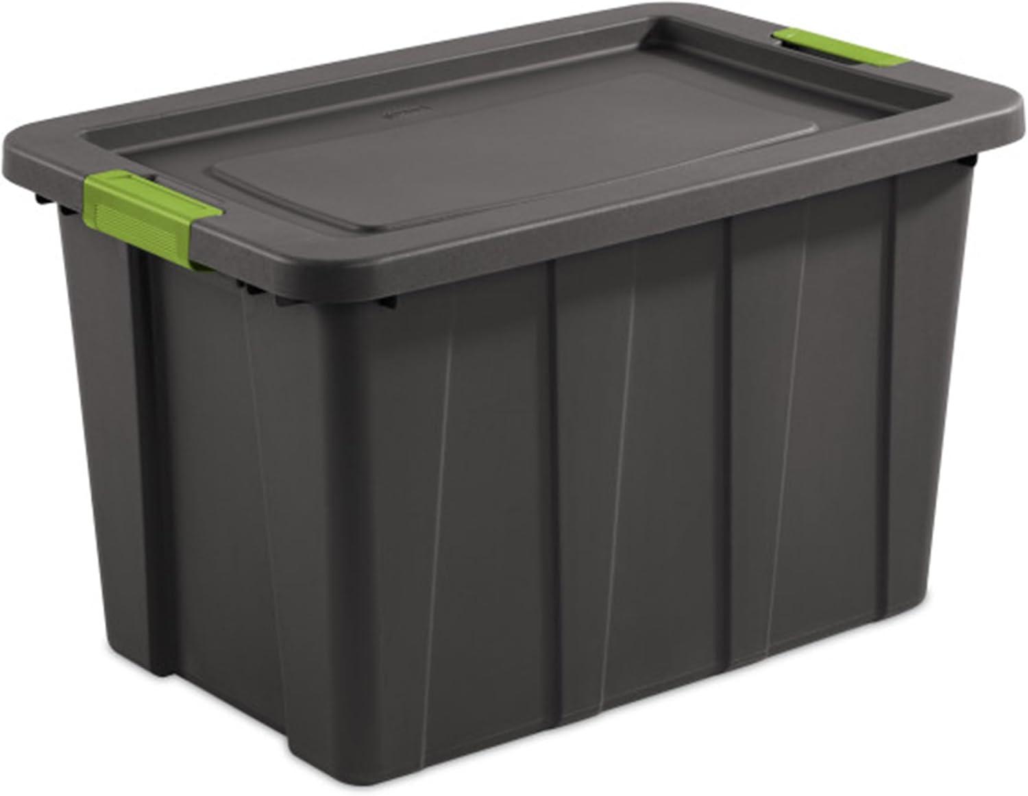 imageSterilite 6Pack Multipurpose Storage Bins with Latching Lids Heavy Duty Tote Bins 18 Gallon Flat Gray Stackable Plastic Storage Container TubsFlat Gray