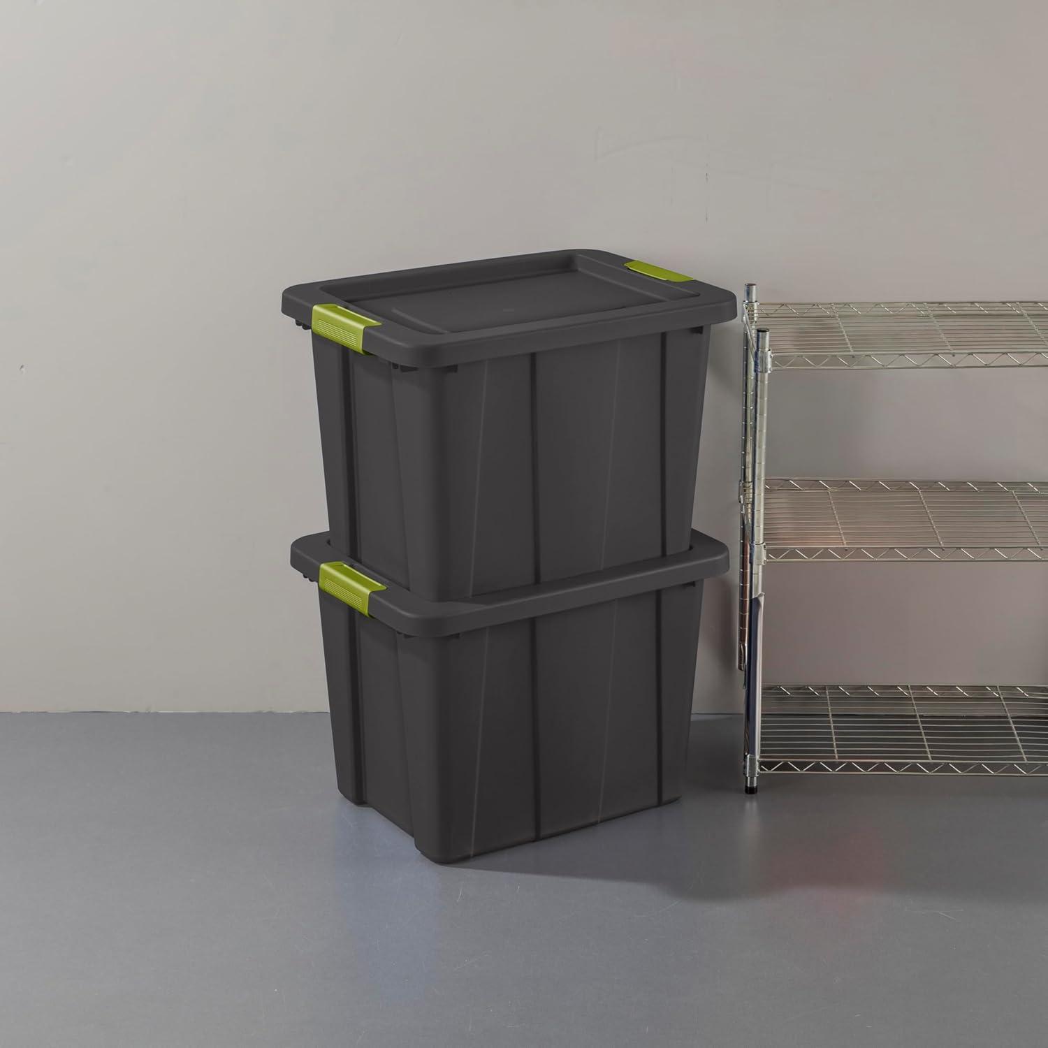 imageSterilite 6Pack Multipurpose Storage Bins with Latching Lids Heavy Duty Tote Bins 18 Gallon Flat Gray Stackable Plastic Storage Container TubsFlat Gray