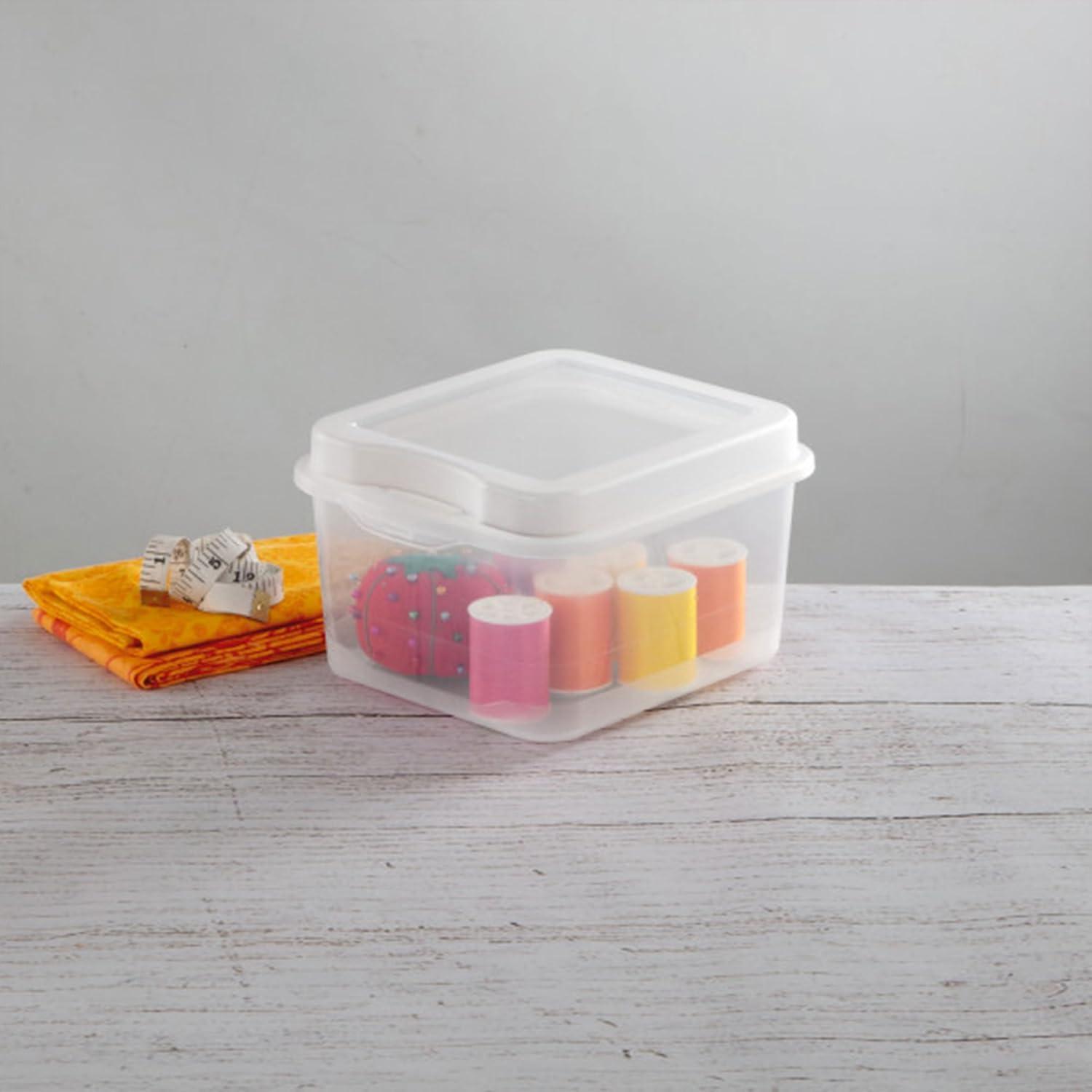 imageSterilite 6Pack Rectangular Large FlipTop Clear Plastic Storage Box with Hinged Lid Stackable Multipurpose Organizer for Art and Craft Supplies Accessories Photos amp CDs Home or Office Use15 Cubic Feet