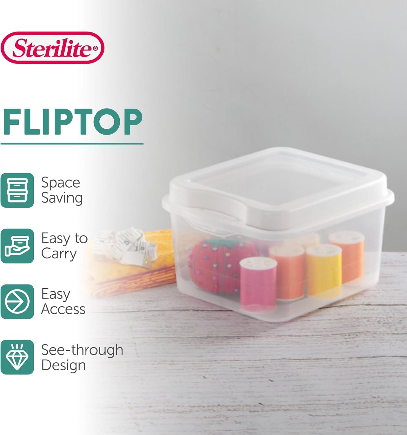 imageSterilite 6Pack Rectangular Large FlipTop Clear Plastic Storage Box with Hinged Lid Stackable Multipurpose Organizer for Art and Craft Supplies Accessories Photos amp CDs Home or Office Use15 Cubic Feet