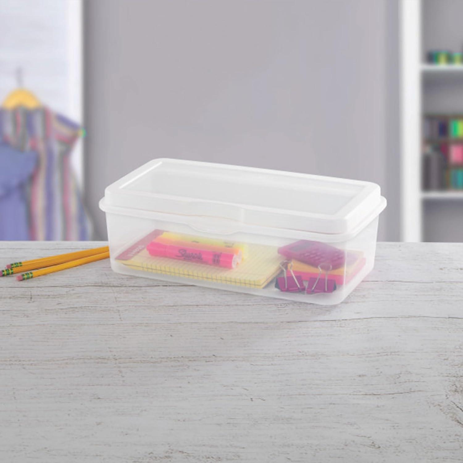 imageSterilite 6Pack Rectangular Large FlipTop Clear Plastic Storage Box with Hinged Lid Stackable Multipurpose Organizer for Art and Craft Supplies Accessories Photos amp CDs Home or Office Use17 Cubic Feet