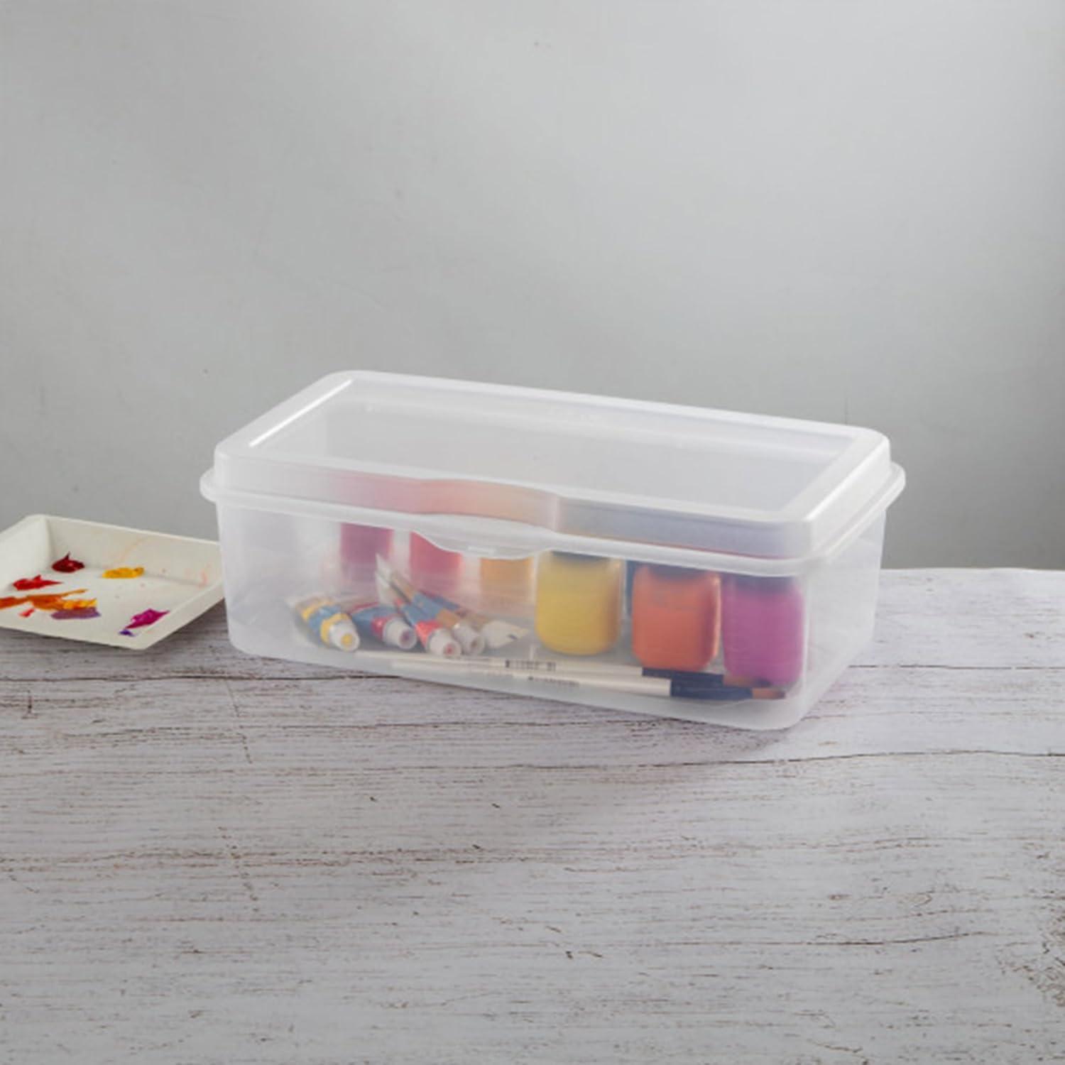imageSterilite 6Pack Rectangular Large FlipTop Clear Plastic Storage Box with Hinged Lid Stackable Multipurpose Organizer for Art and Craft Supplies Accessories Photos amp CDs Home or Office Use17 Cubic Feet