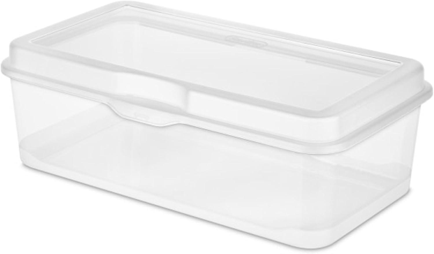 imageSterilite 6Pack Rectangular Large FlipTop Clear Plastic Storage Box with Hinged Lid Stackable Multipurpose Organizer for Art and Craft Supplies Accessories Photos amp CDs Home or Office Use17 Cubic Feet