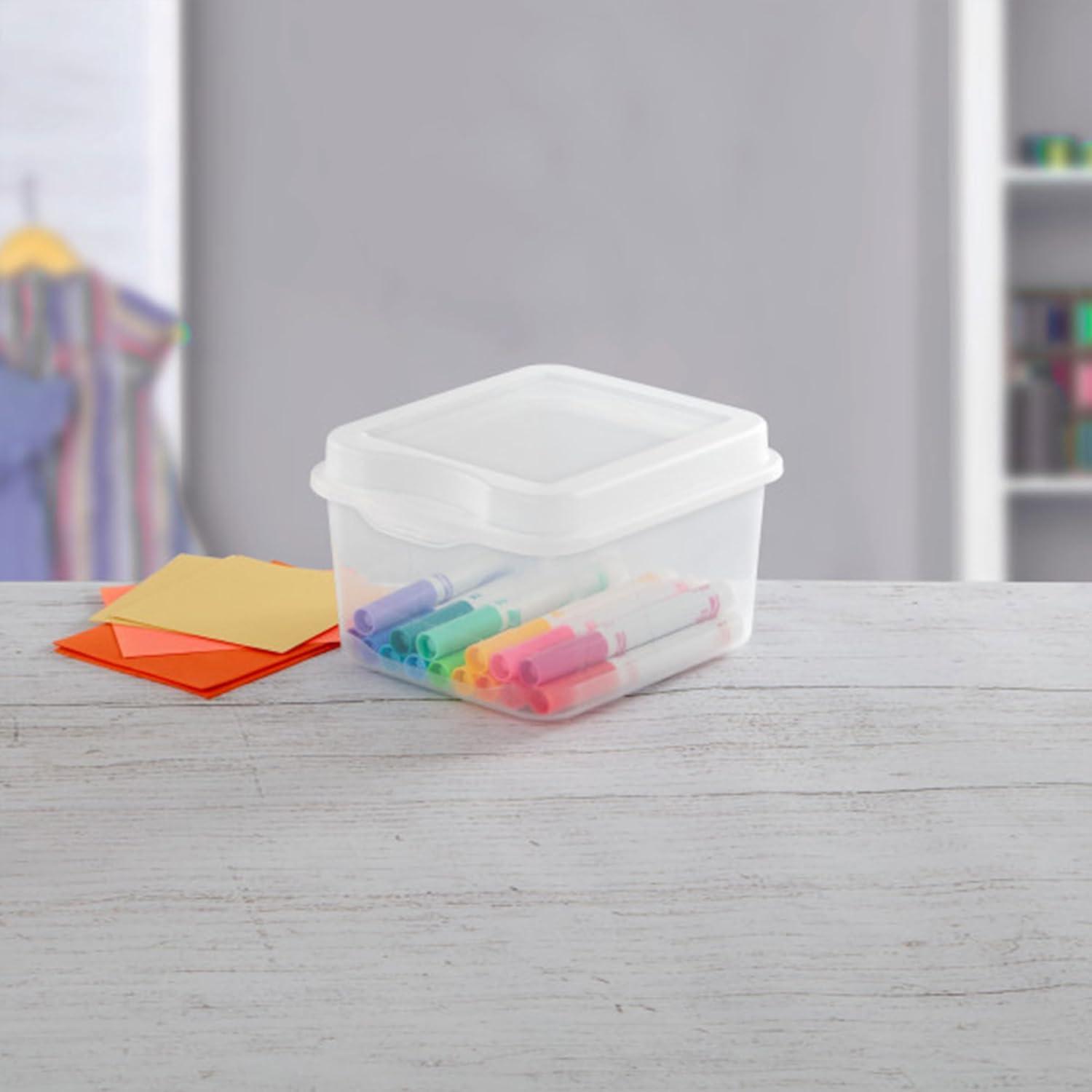 imageSterilite 6Pack Rectangular Large FlipTop Clear Plastic Storage Box with Hinged Lid Stackable Multipurpose Organizer for Art and Craft Supplies Accessories Photos amp CDs Home or Office Use15 Cubic Feet