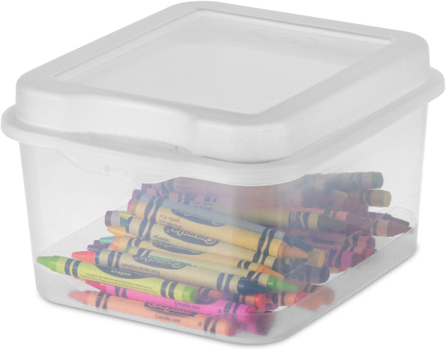 imageSterilite 6Pack Rectangular Large FlipTop Clear Plastic Storage Box with Hinged Lid Stackable Multipurpose Organizer for Art and Craft Supplies Accessories Photos amp CDs Home or Office Use15 Cubic Feet