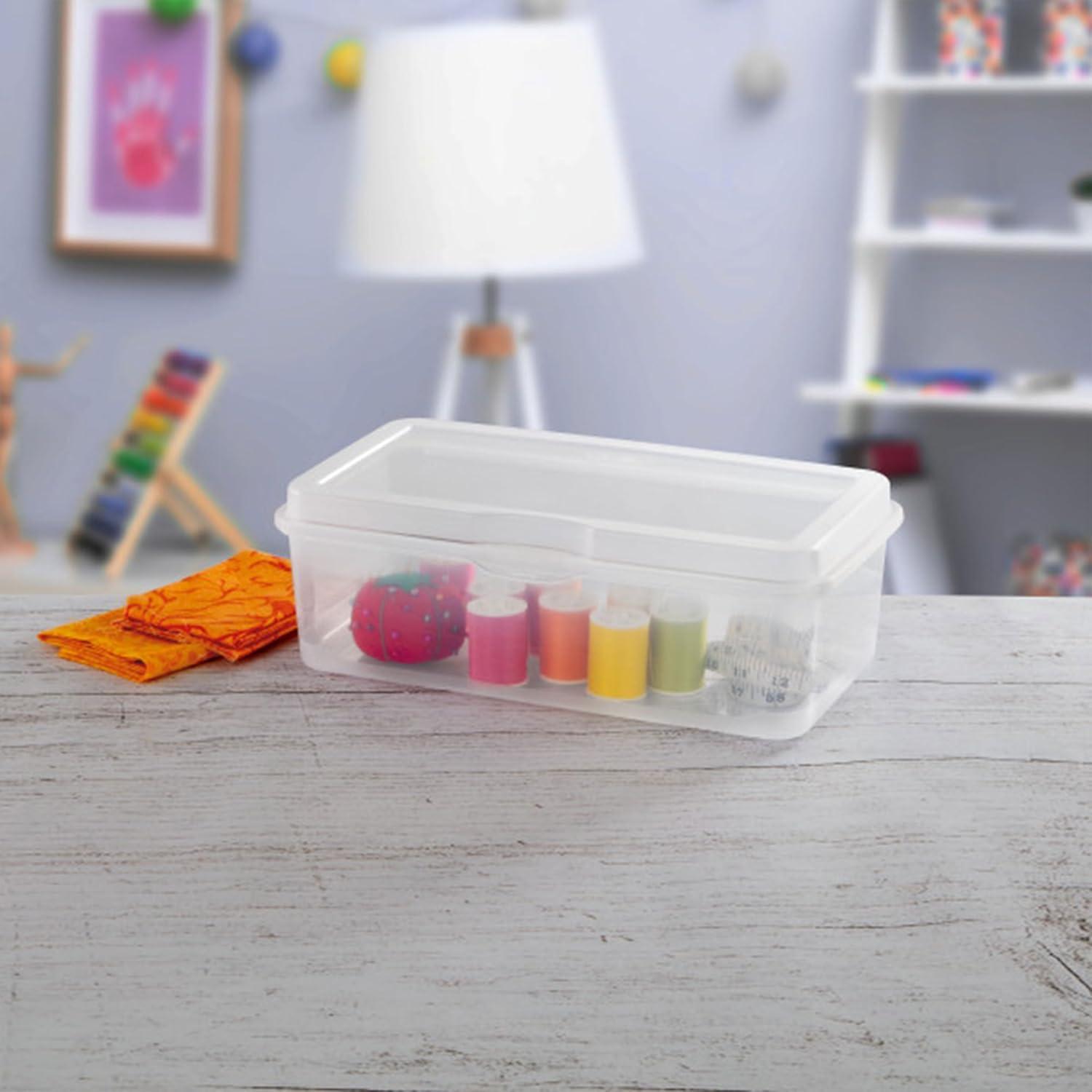 imageSterilite 6Pack Rectangular Large FlipTop Clear Plastic Storage Box with Hinged Lid Stackable Multipurpose Organizer for Art and Craft Supplies Accessories Photos amp CDs Home or Office Use17 Cubic Feet