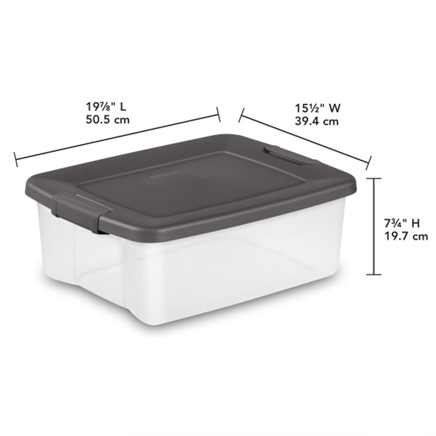 imageSterilite 6Pack ShelfTote Clear Plastic Storage Bins with Lids 50 Quart Gray Stackable Organizing Container Boxes for Closet Bathroom and Office25 Quart Tote