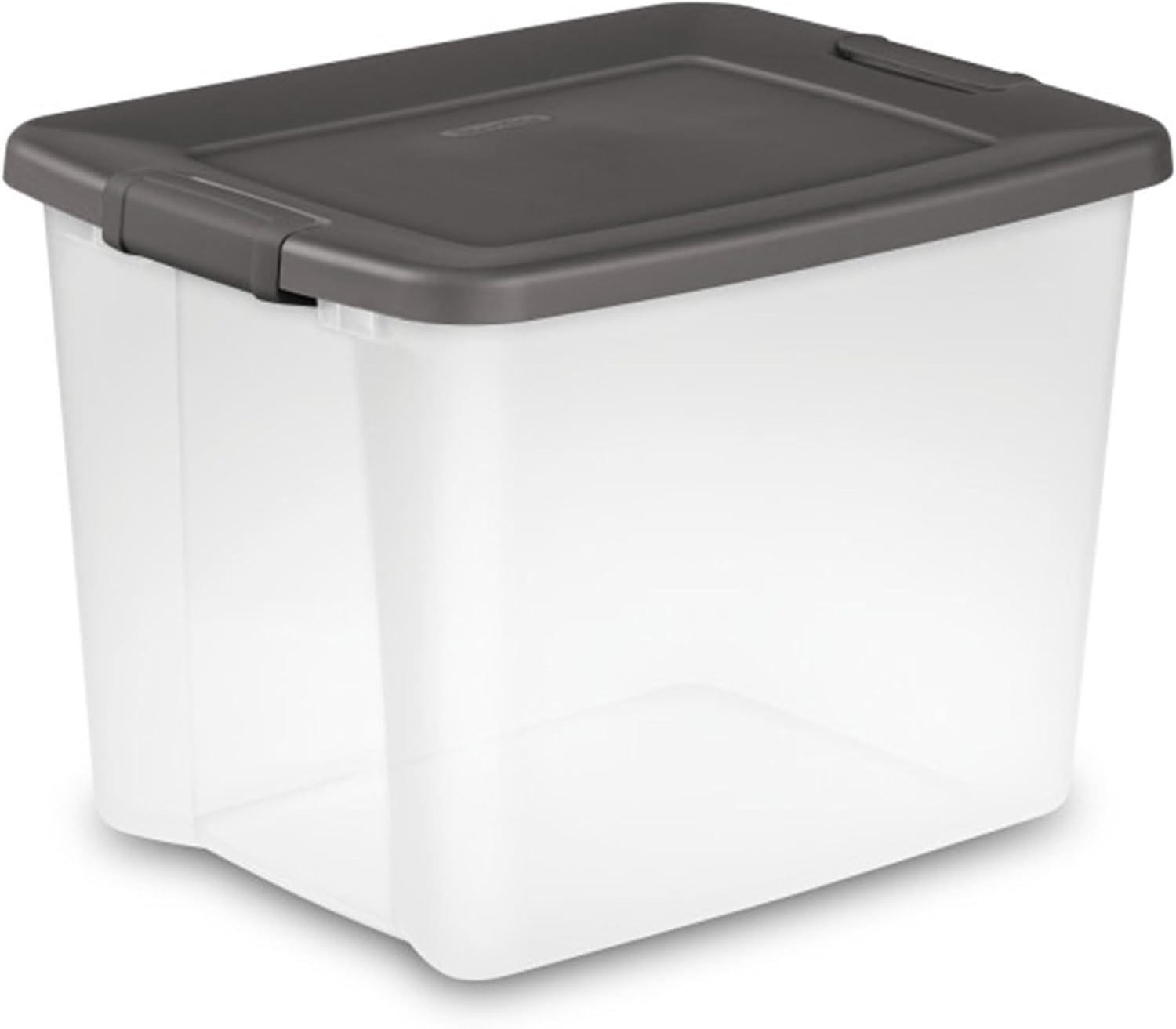 imageSterilite 6Pack ShelfTote Clear Plastic Storage Bins with Lids 50 Quart Gray Stackable Organizing Container Boxes for Closet Bathroom and Office50 Quart Tote