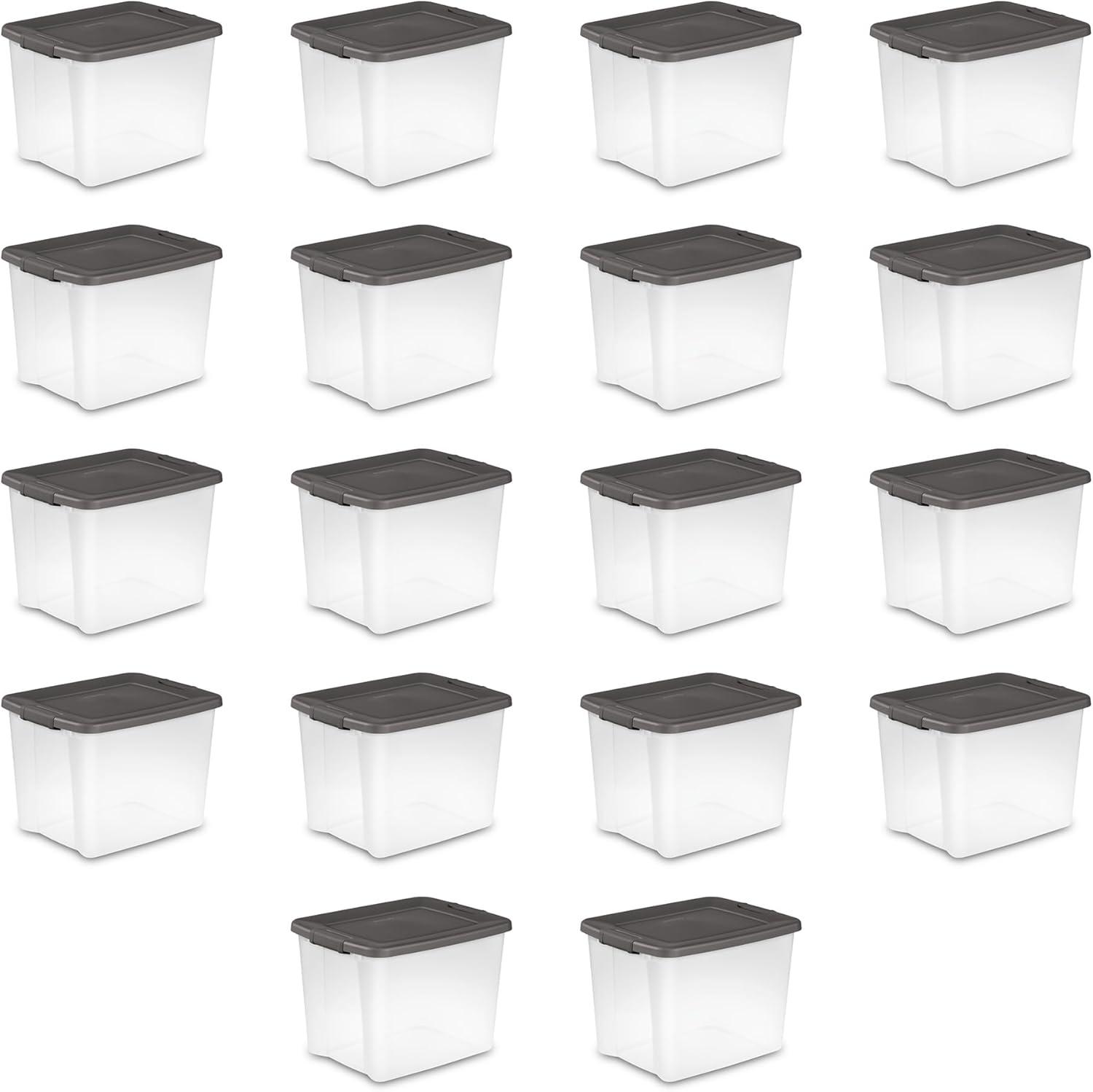 imageSterilite 6Pack ShelfTote Clear Plastic Storage Bins with Lids 50 Quart Gray Stackable Organizing Container Boxes for Closet Bathroom and Office50 Quart Tote