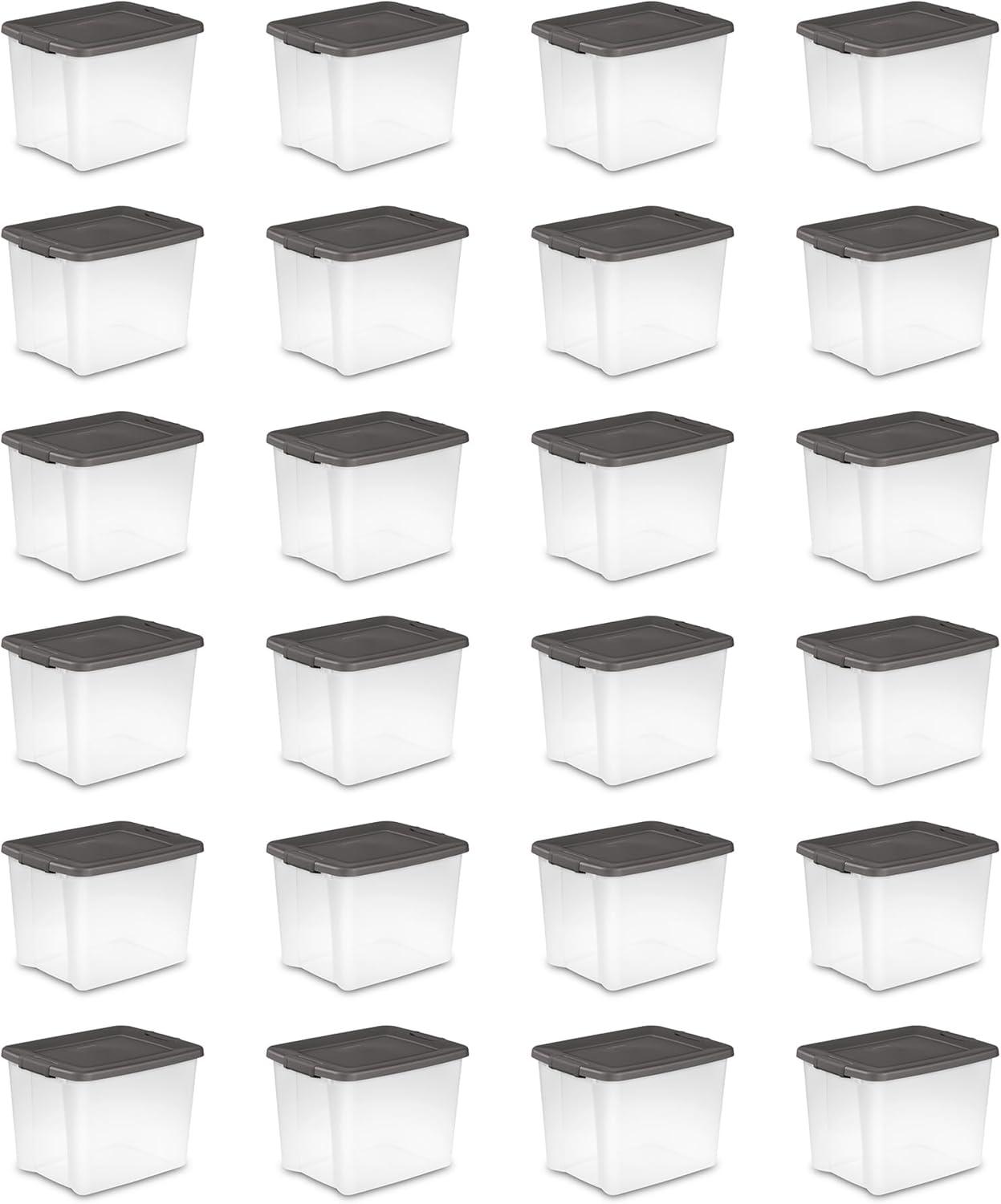 imageSterilite 6Pack ShelfTote Clear Plastic Storage Bins with Lids 50 Quart Gray Stackable Organizing Container Boxes for Closet Bathroom and Office50 Quart Tote