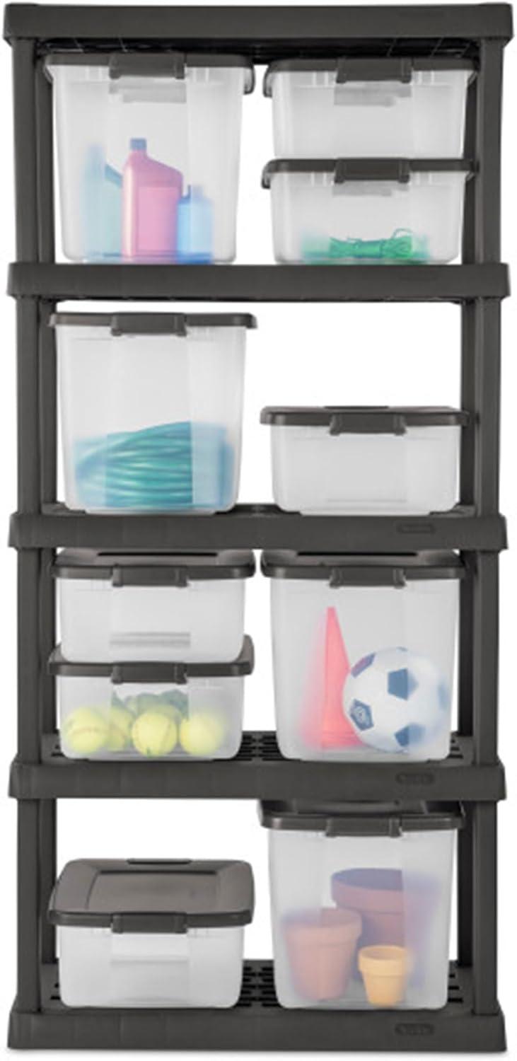 imageSterilite 6Pack ShelfTote Clear Plastic Storage Bins with Lids 50 Quart Gray Stackable Organizing Container Boxes for Closet Bathroom and Office50 Quart Tote