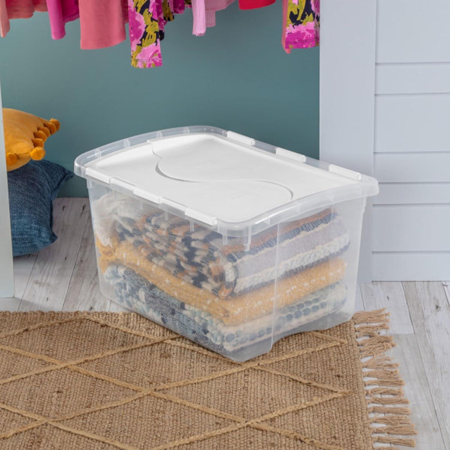 imageSterilite 6Pack Stackable Storage Bin with Lid Clear Plastic Design 48 Quart12 Pack