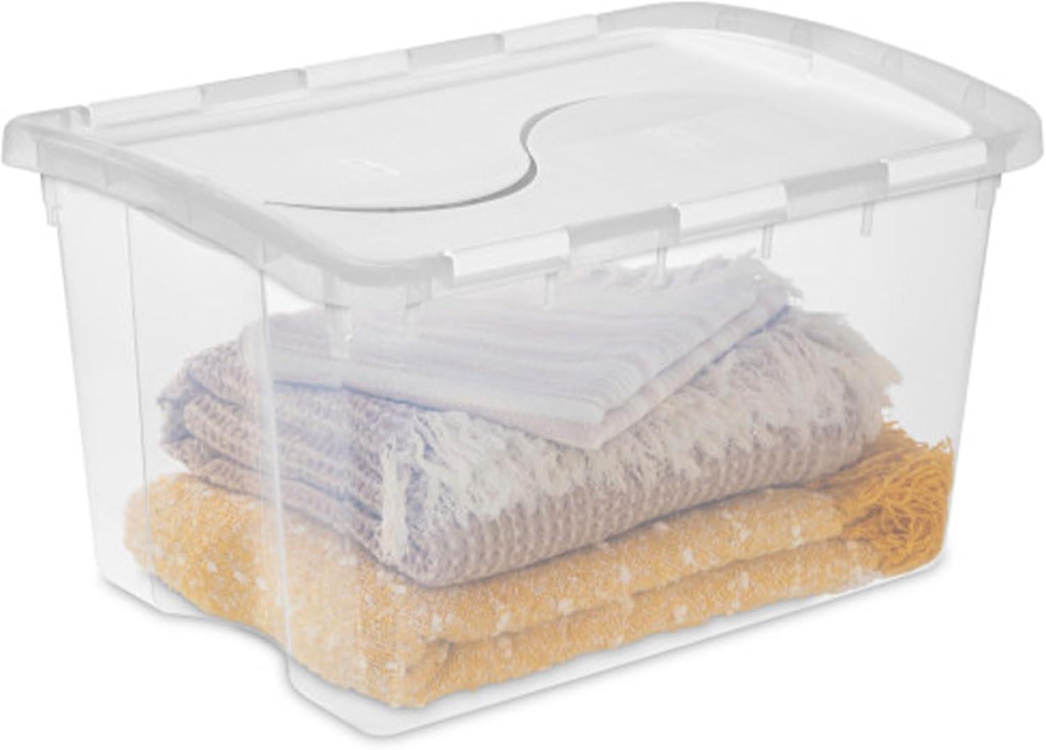 imageSterilite 6Pack Stackable Storage Bin with Lid Clear Plastic Design 48 Quart18 Pack