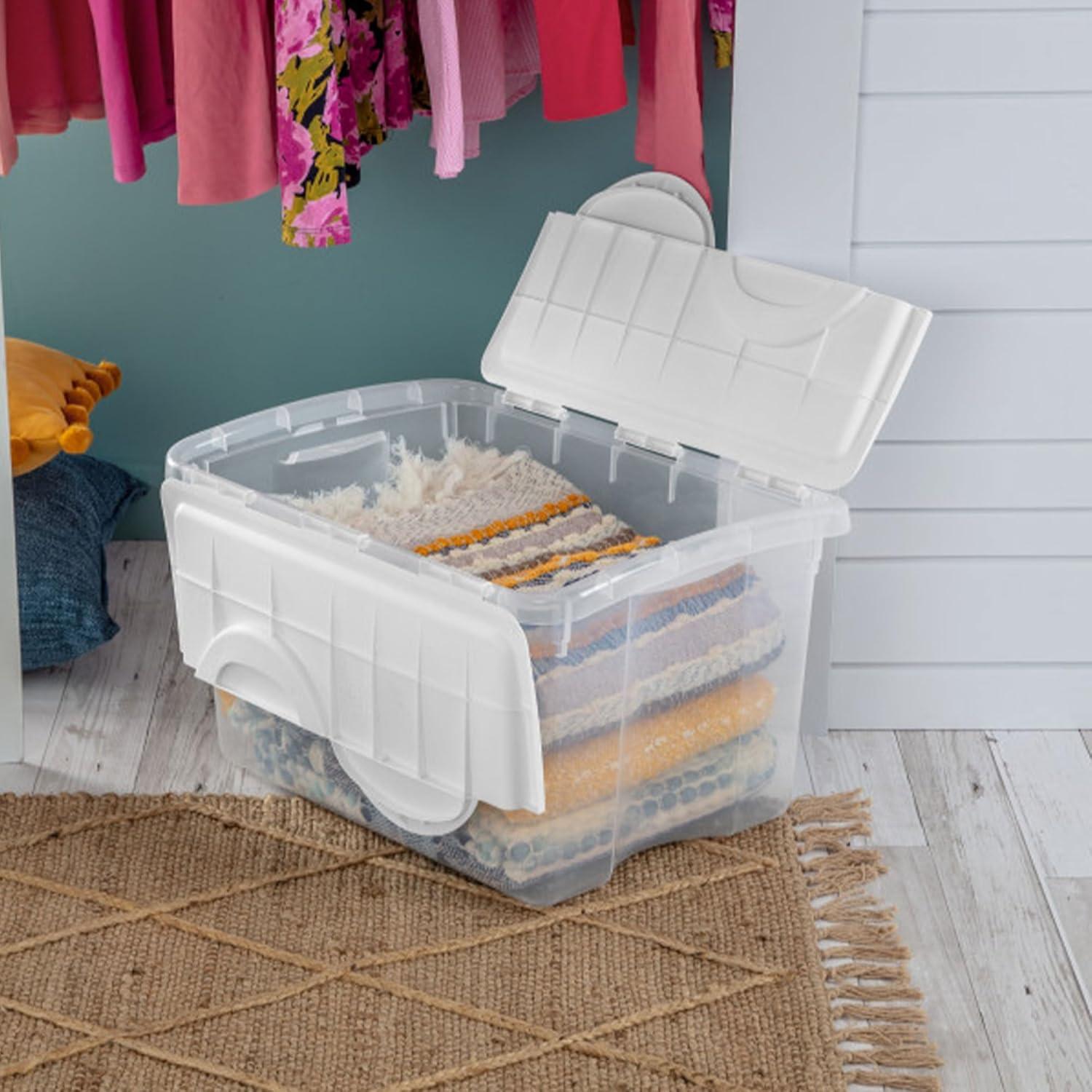 imageSterilite 6Pack Stackable Storage Bin with Lid Clear Plastic Design 48 Quart18 Pack
