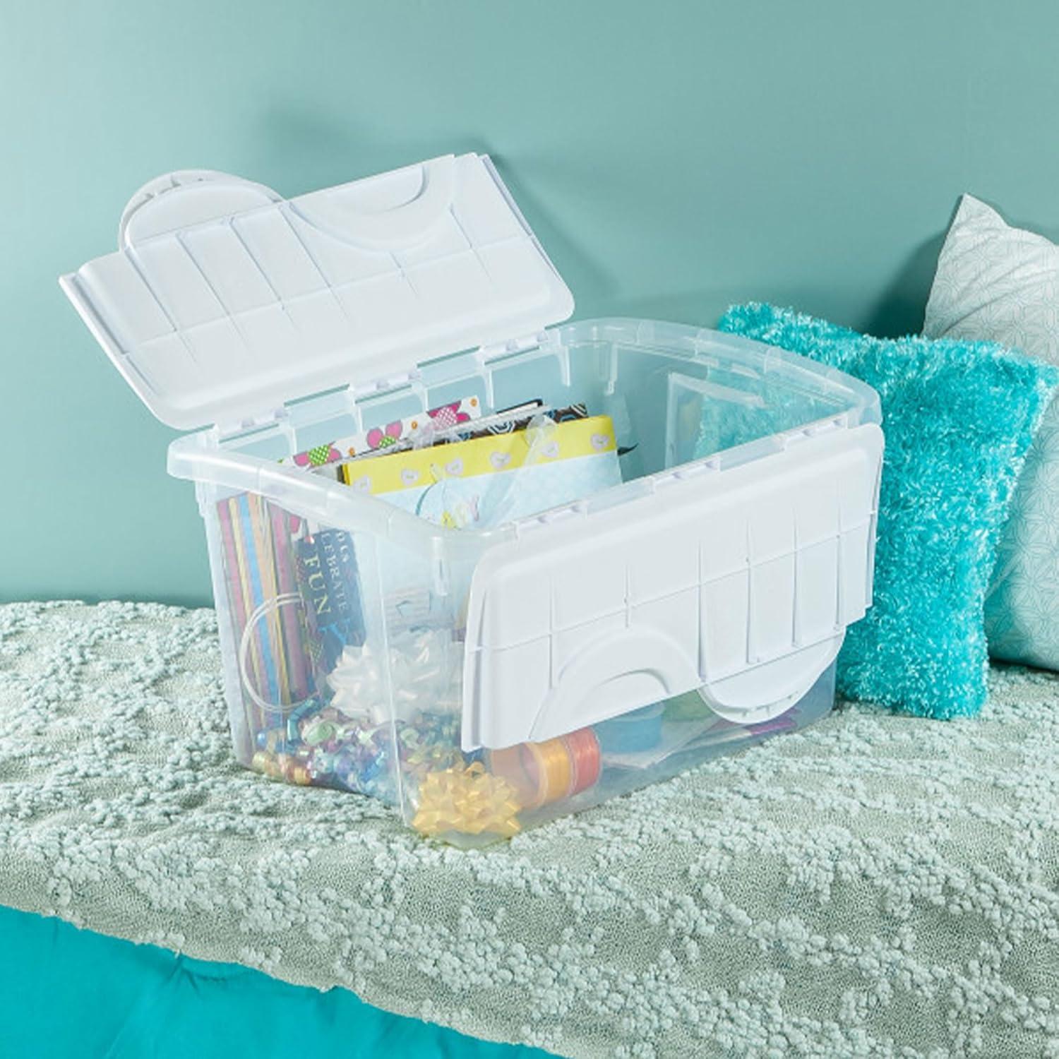 imageSterilite 6Pack Stackable Storage Bin with Lid Clear Plastic Design 48 Quart18 Pack