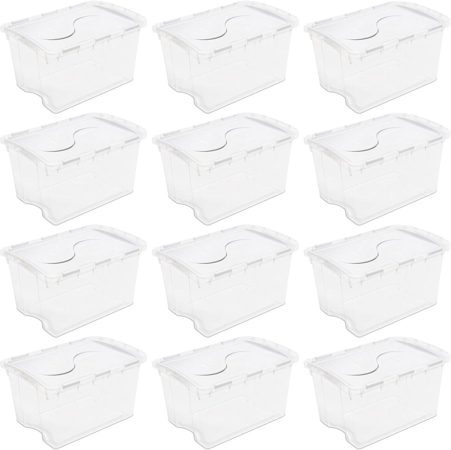 imageSterilite 6Pack Stackable Storage Bin with Lid Clear Plastic Design 48 Quart24 Pack