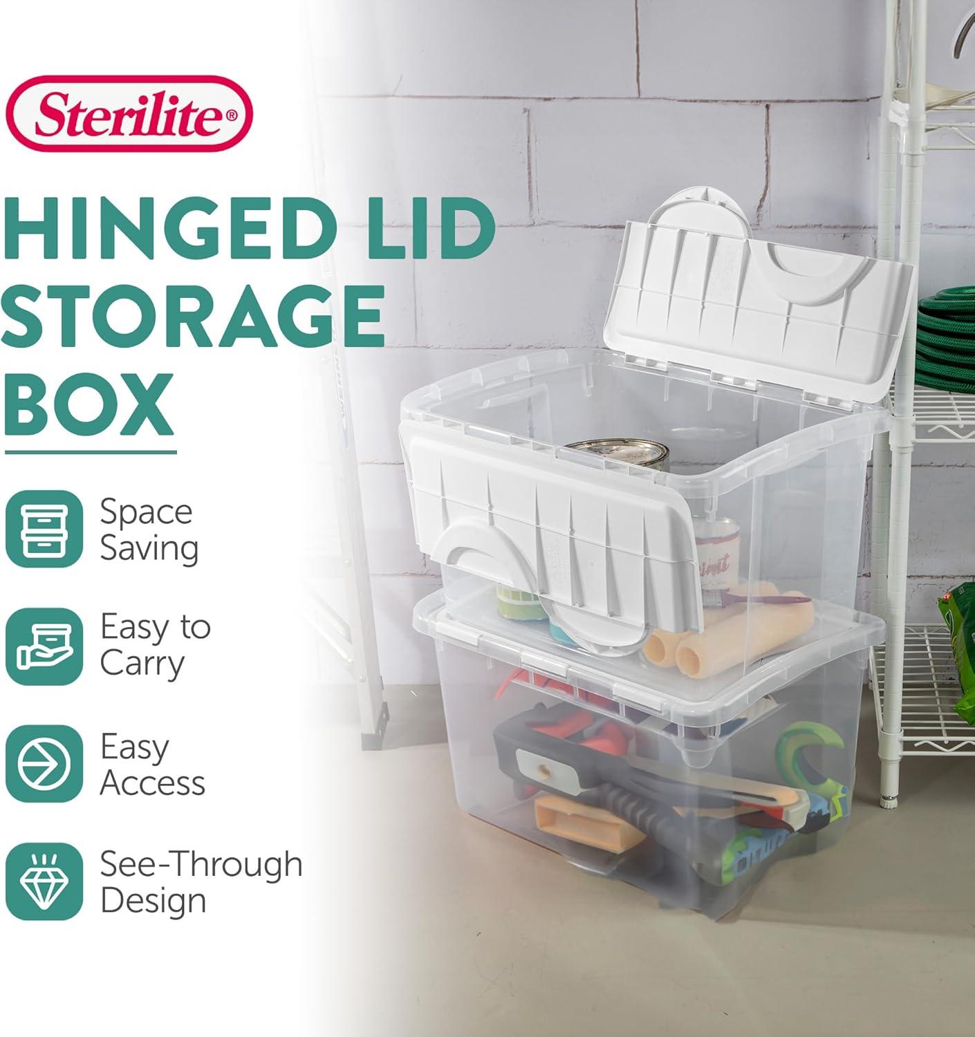 imageSterilite 6Pack Stackable Storage Bin with Lid Clear Plastic Design 48 Quart24 Pack