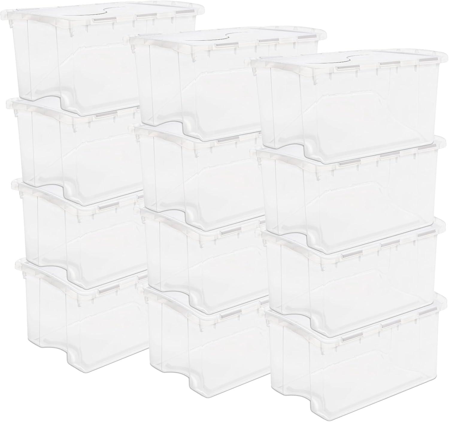 imageSterilite 6Pack Stackable Storage Bin with Lid Clear Plastic Design 48 Quart24 Pack