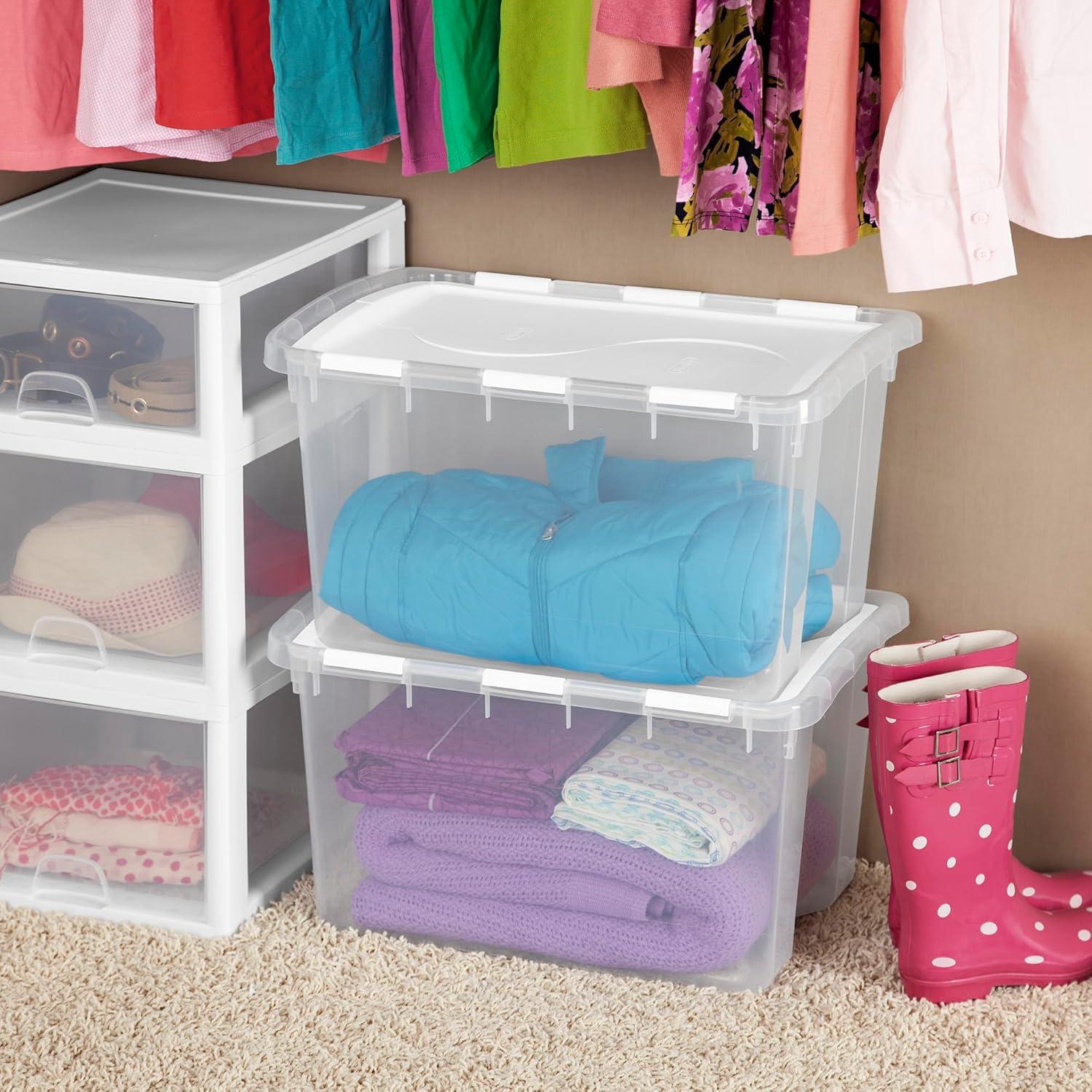 imageSterilite 6Pack Stackable Storage Bin with Lid Clear Plastic Design 48 Quart6 Pack