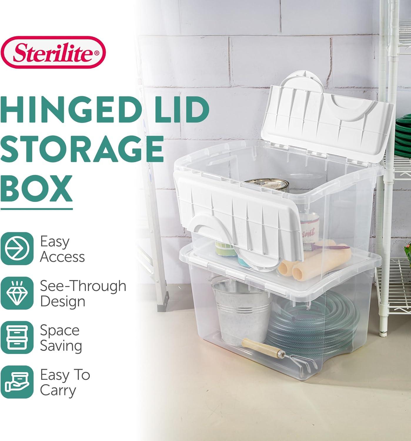 imageSterilite 6Pack Stackable Storage Bin with Lid Clear Plastic Design 48 Quart6 Pack