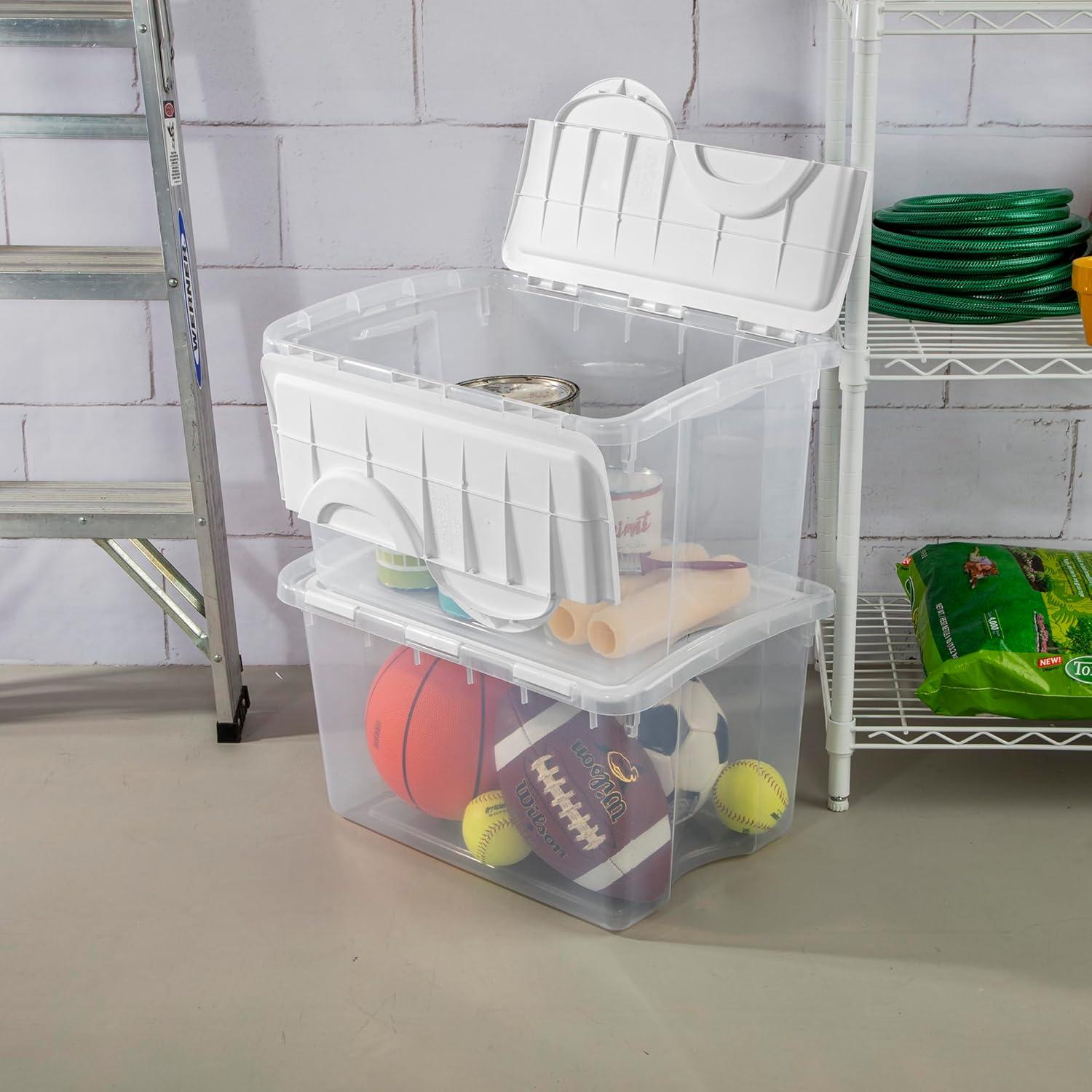 imageSterilite 6Pack Stackable Storage Bin with Lid Clear Plastic Design 48 Quart6 Pack