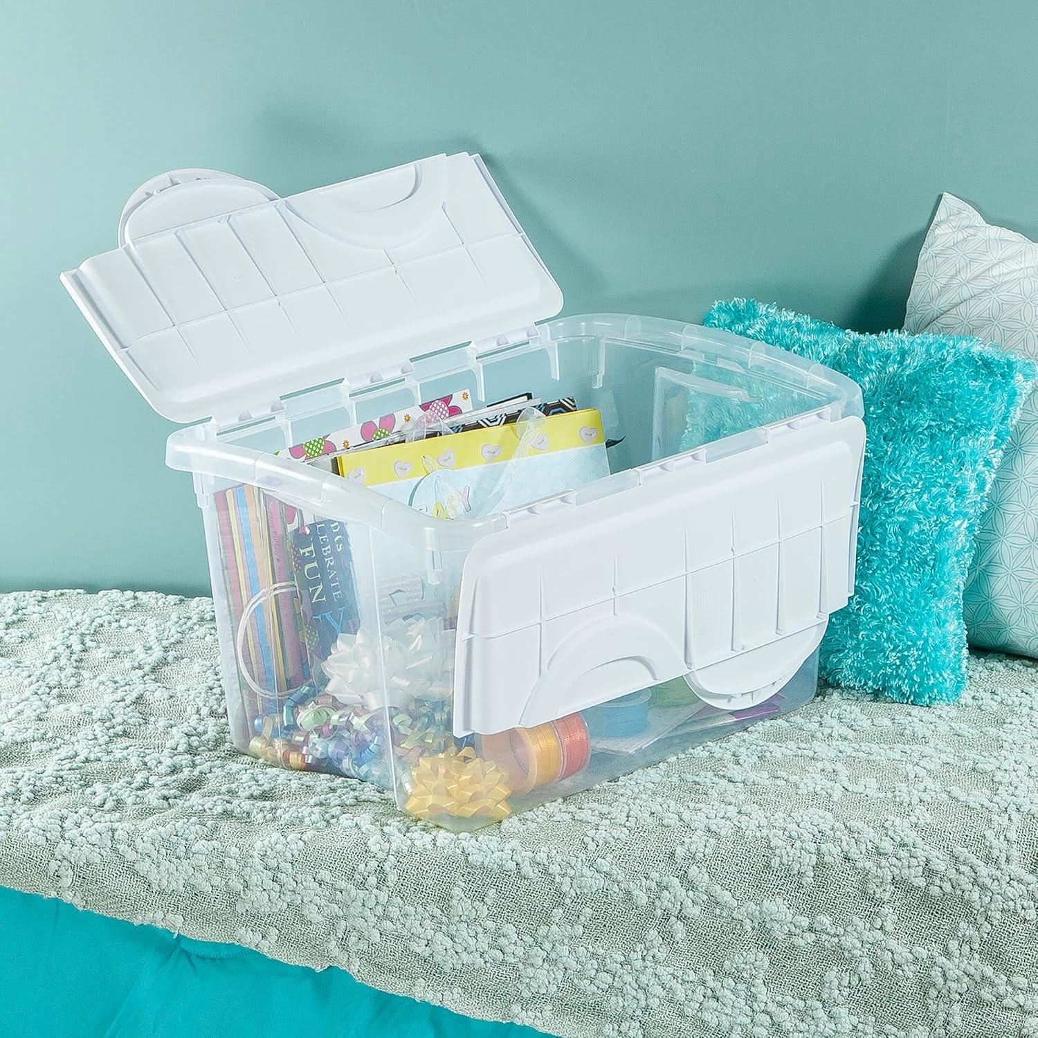 imageSterilite 6Pack Stackable Storage Bin with Lid Clear Plastic Design 48 Quart6 Pack