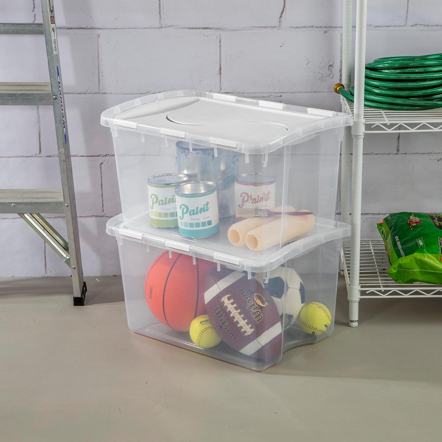 imageSterilite 6Pack Stackable Storage Bin with Lid Clear Plastic Design 48 Quart6 Pack