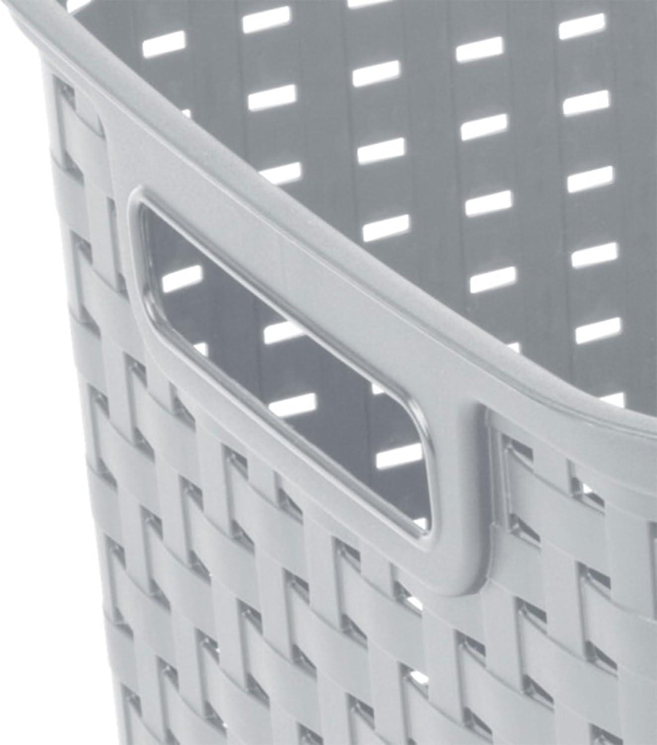 imageSterilite 6Pack Tall Weave Basket Woven Plastic Storage Baskets for Organization Cement Gray Organizing Bin Containers with Handles for Bedroom Bathroom Dorm Laundry Room and ClosetCement