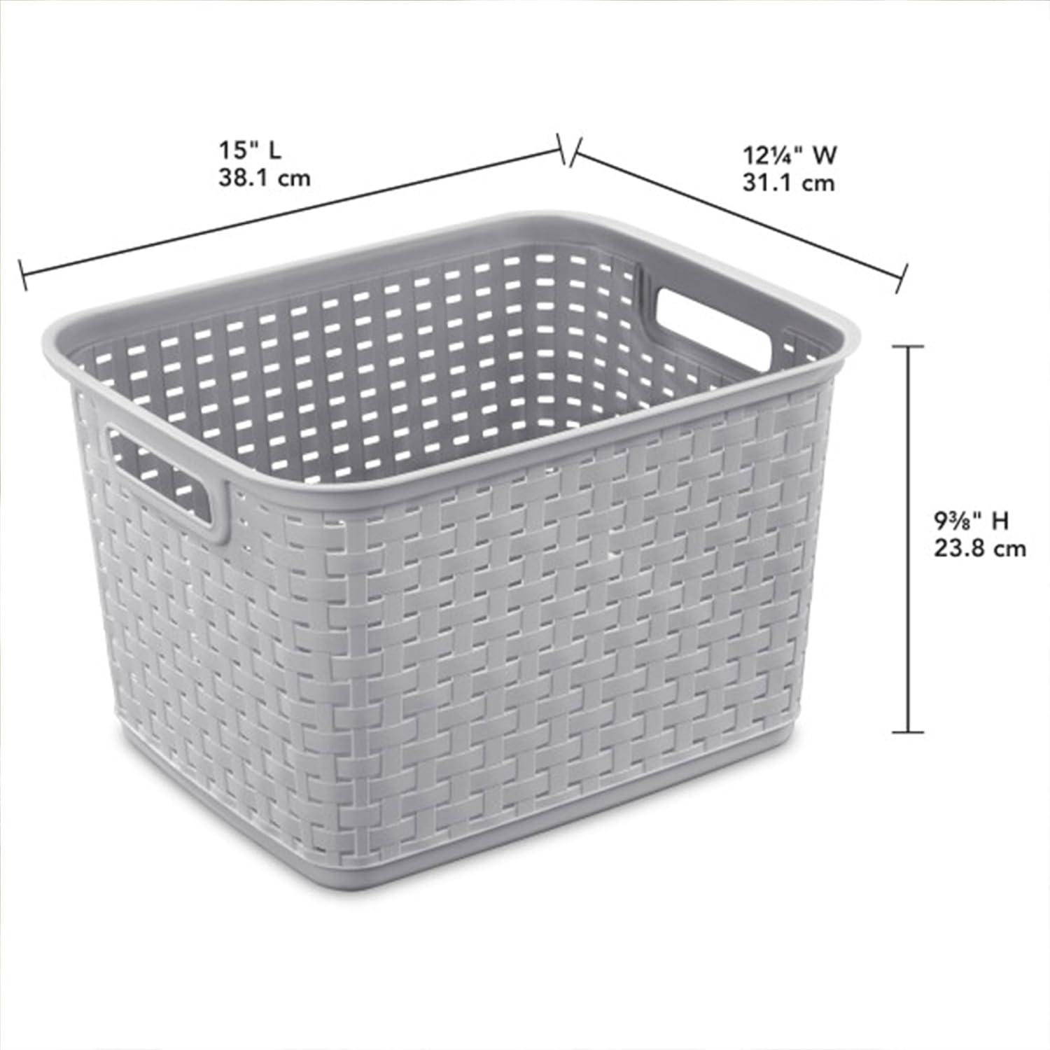 imageSterilite 6Pack Tall Weave Basket Woven Plastic Storage Baskets for Organization Cement Gray Organizing Bin Containers with Handles for Bedroom Bathroom Dorm Laundry Room and ClosetCement