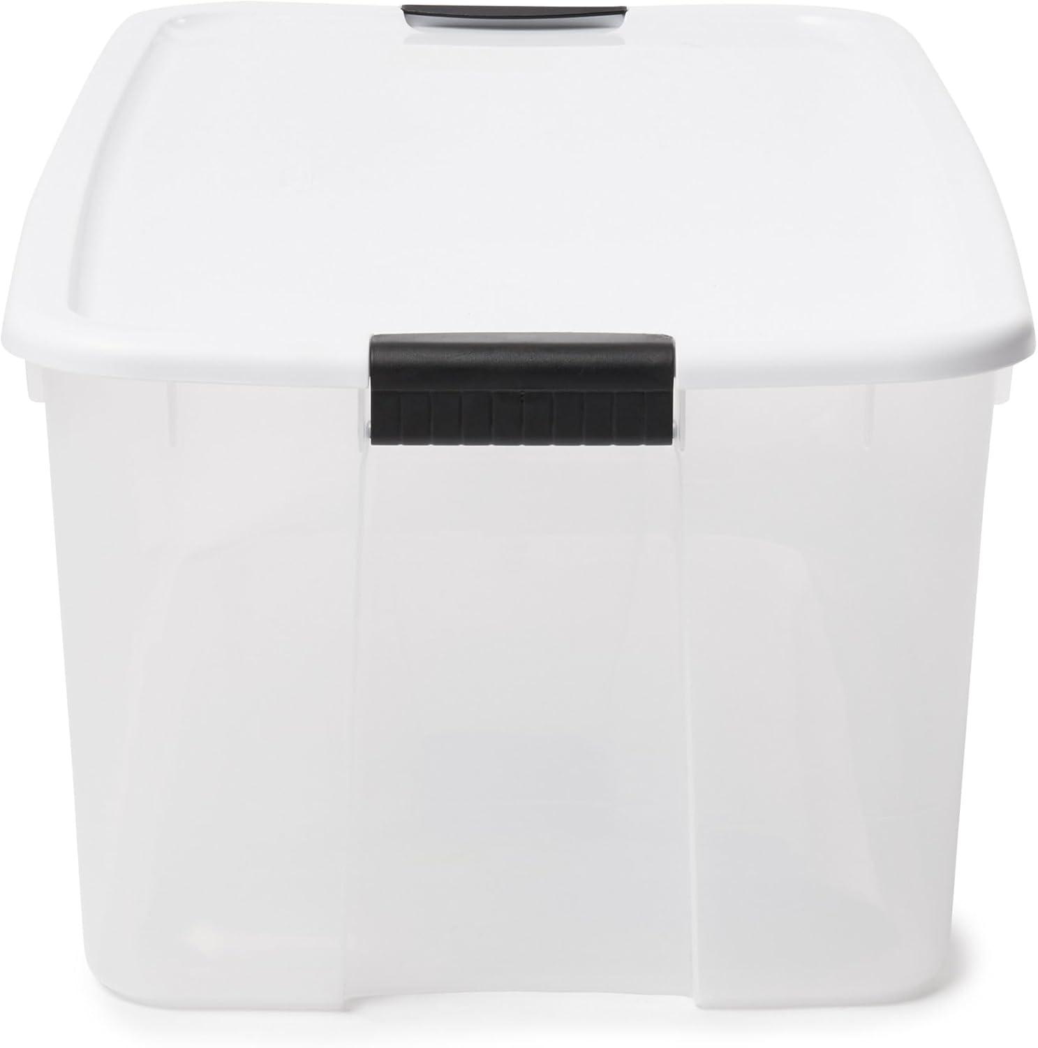 imageSterilite 6Pack Ultra Latching Box Storage Bins with Lids Clear Plastic 18 Quart HeavyDuty Organizing Containers for Closet Bathroom and Office116 Quart