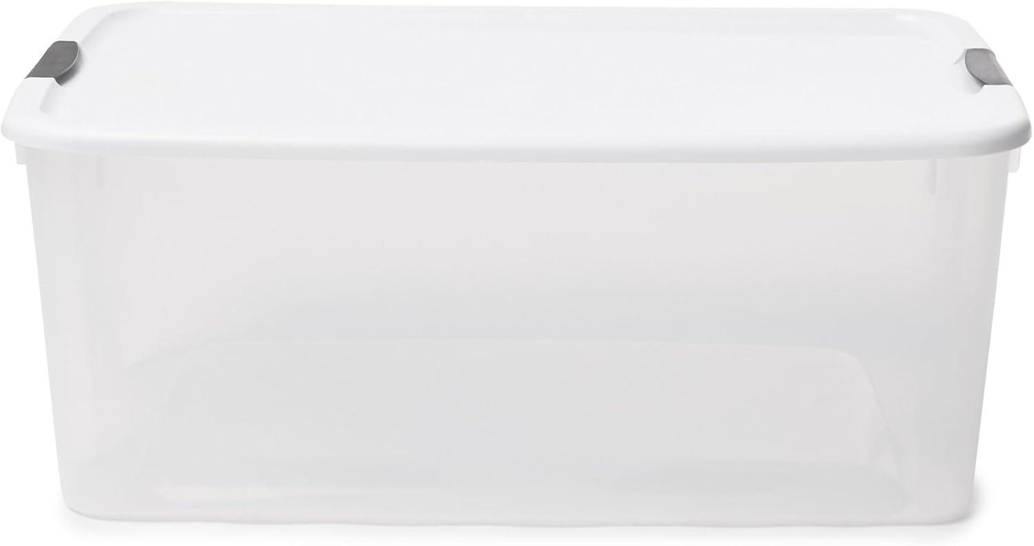 imageSterilite 6Pack Ultra Latching Box Storage Bins with Lids Clear Plastic 18 Quart HeavyDuty Organizing Containers for Closet Bathroom and Office116 Quart