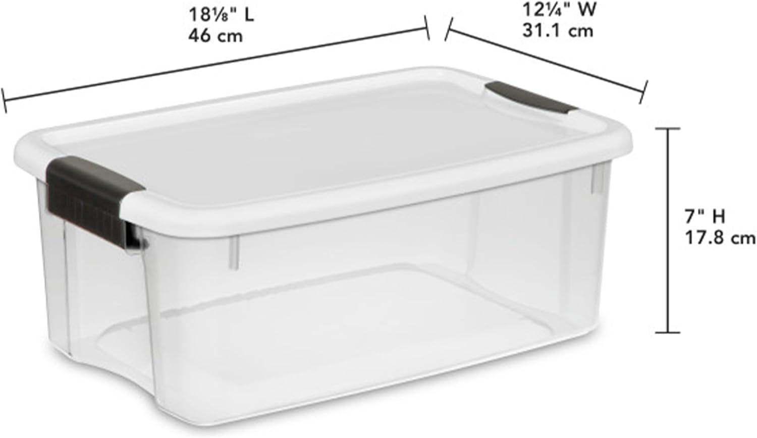imageSterilite 6Pack Ultra Latching Box Storage Bins with Lids Clear Plastic 18 Quart HeavyDuty Organizing Containers for Closet Bathroom and Office18 Quart