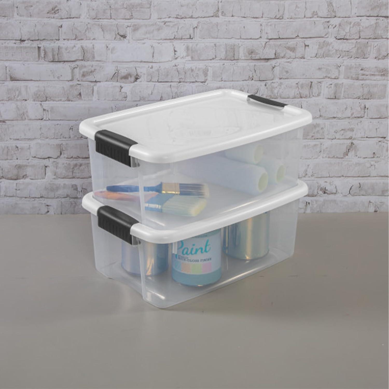imageSterilite 6Pack Ultra Latching Box Storage Bins with Lids Clear Plastic 18 Quart HeavyDuty Organizing Containers for Closet Bathroom and Office18 Quart