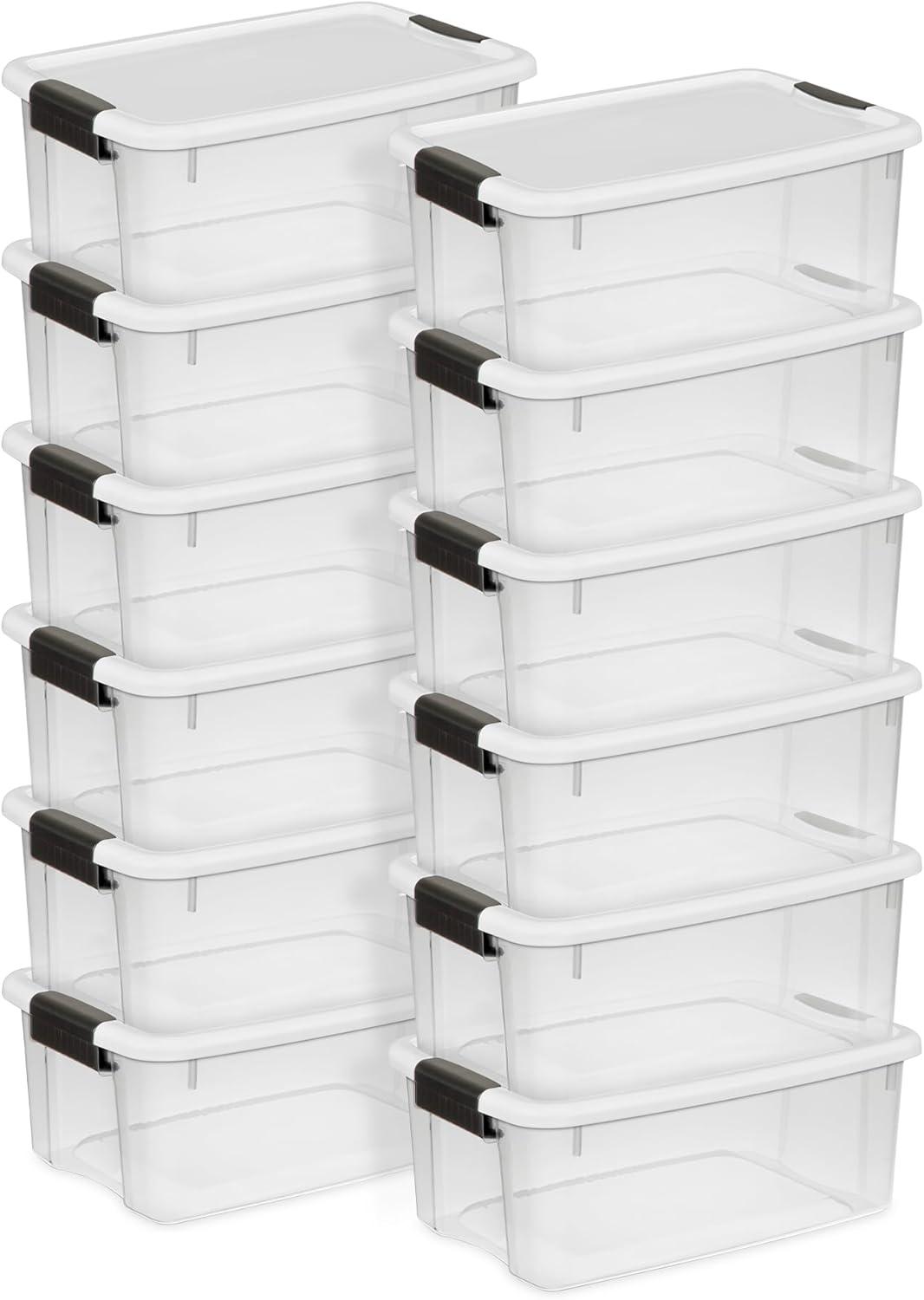 imageSterilite 6Pack Ultra Latching Box Storage Bins with Lids Clear Plastic 18 Quart HeavyDuty Organizing Containers for Closet Bathroom and Office18 Quart