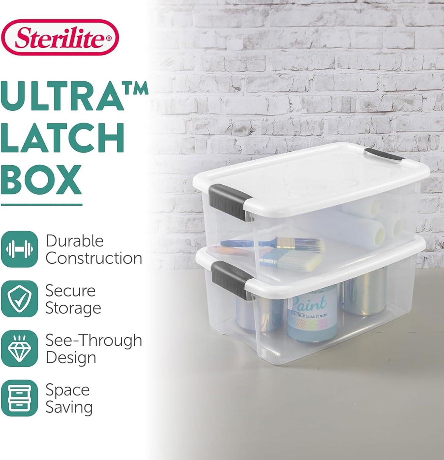 imageSterilite 6Pack Ultra Latching Box Storage Bins with Lids Clear Plastic 18 Quart HeavyDuty Organizing Containers for Closet Bathroom and Office18 Quart