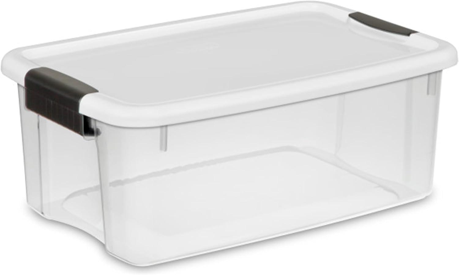 imageSterilite 6Pack Ultra Latching Box Storage Bins with Lids Clear Plastic 18 Quart HeavyDuty Organizing Containers for Closet Bathroom and Office18 Quart