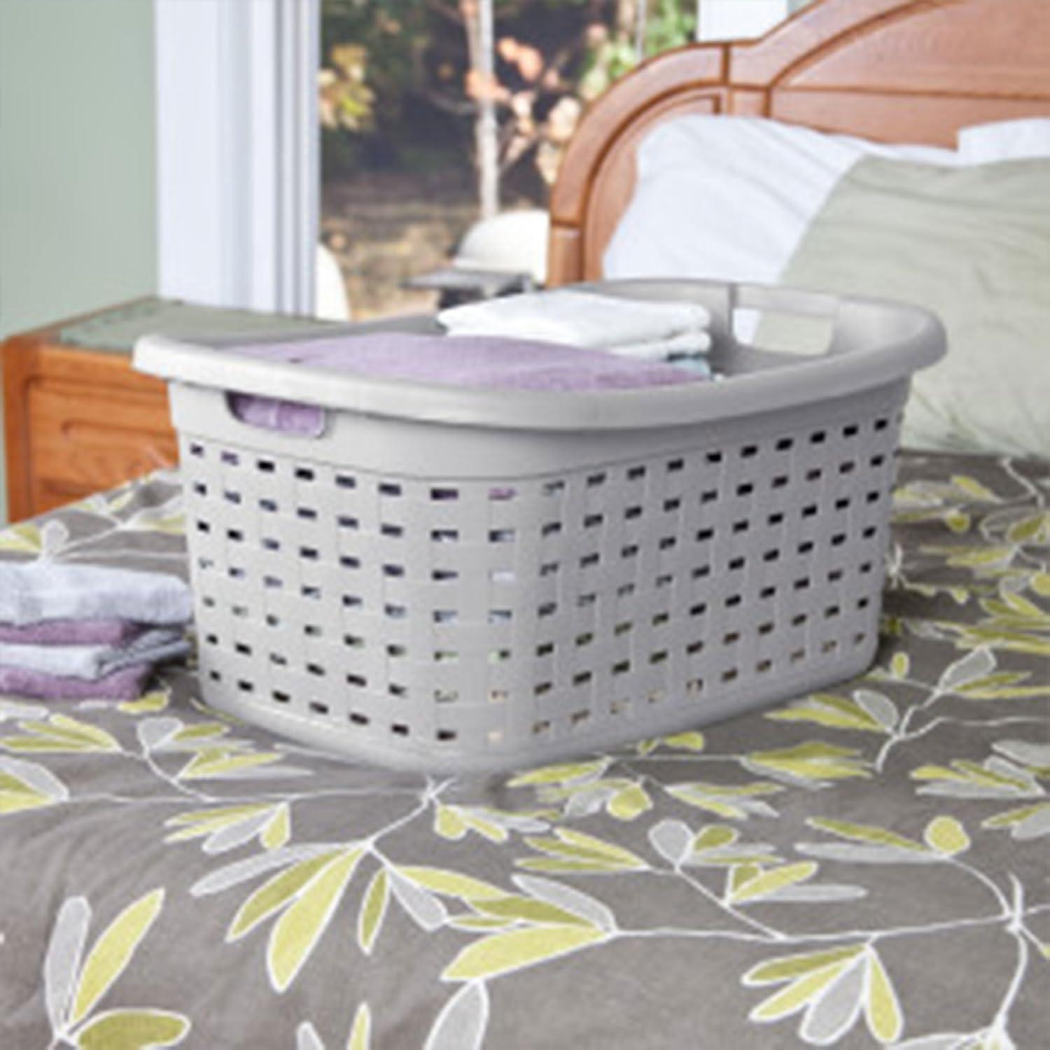 imageSterilite 6Pack Weave Laundry Basket Rectangle Plastic Clothes Hamper w Handles Gray18 Pack