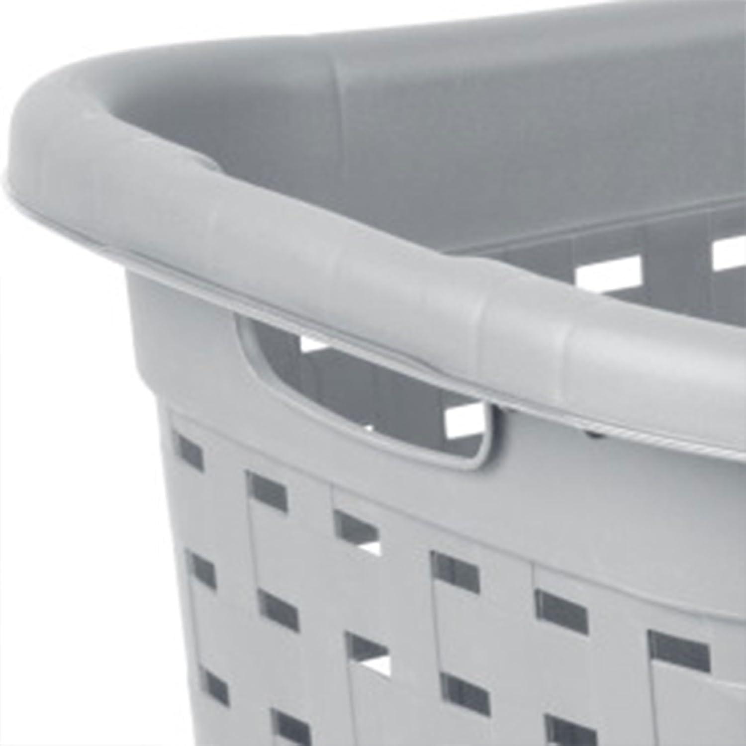 imageSterilite 6Pack Weave Laundry Basket Rectangle Plastic Clothes Hamper w Handles Gray18 Pack