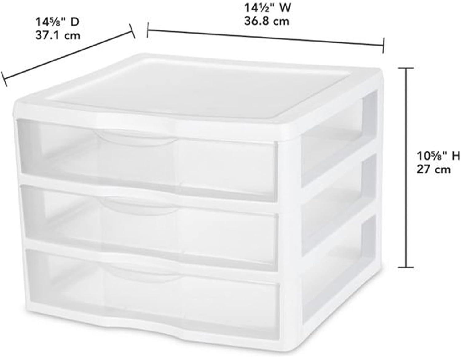 imageSterilite 6Pack Wide 3 Drawer Unit Plastic Desktop Organizer with Clear Drawers White Frame Stackable MultiPurpose Storage for Office Supplies Craft Rooms Classrooms and Home Organization12 Pack